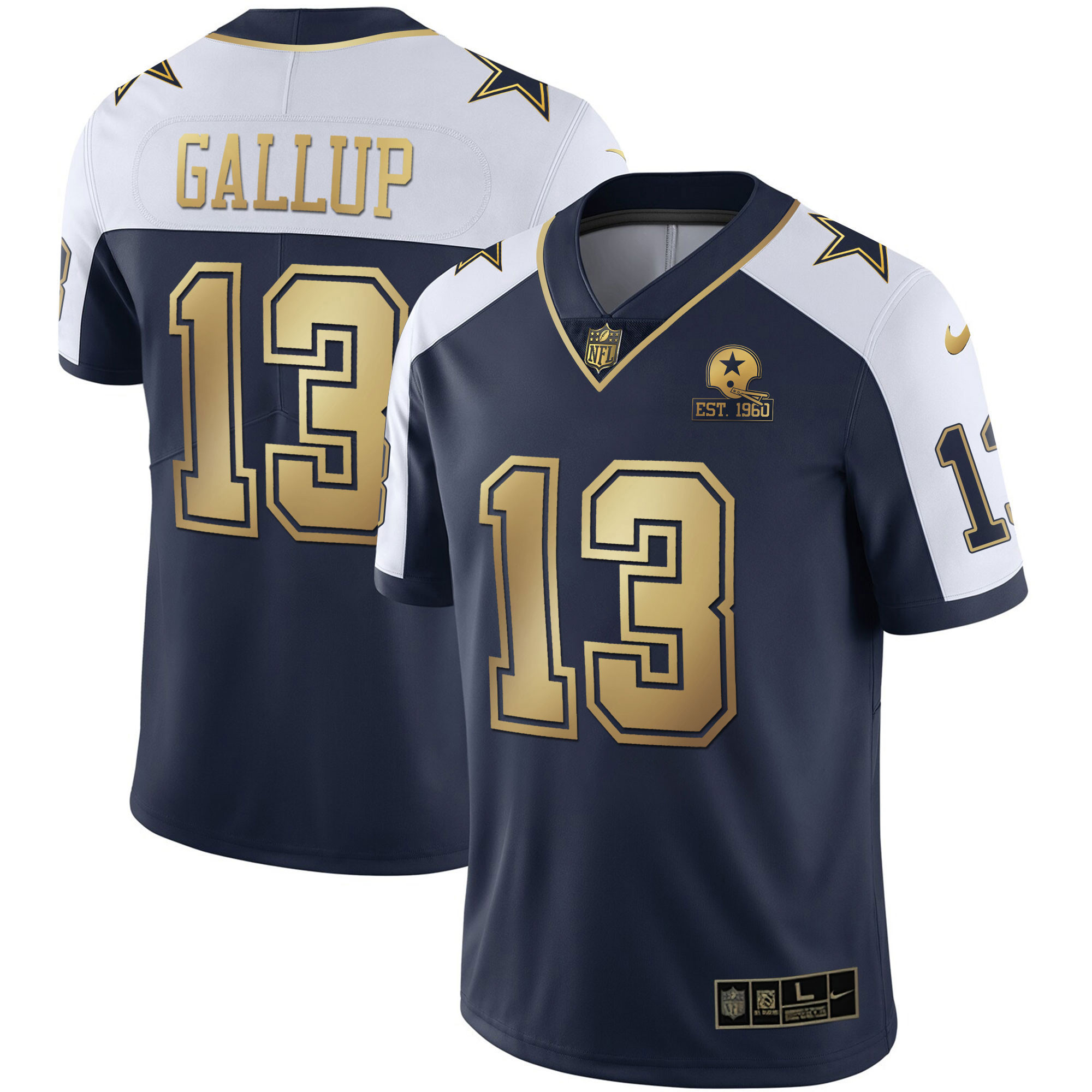Michael Gallup Men's Dallas Cowboys Alternate Vapor Black Gold & Navy Gold Limited - All Stitched Navy Gold Jersey - All Stitched