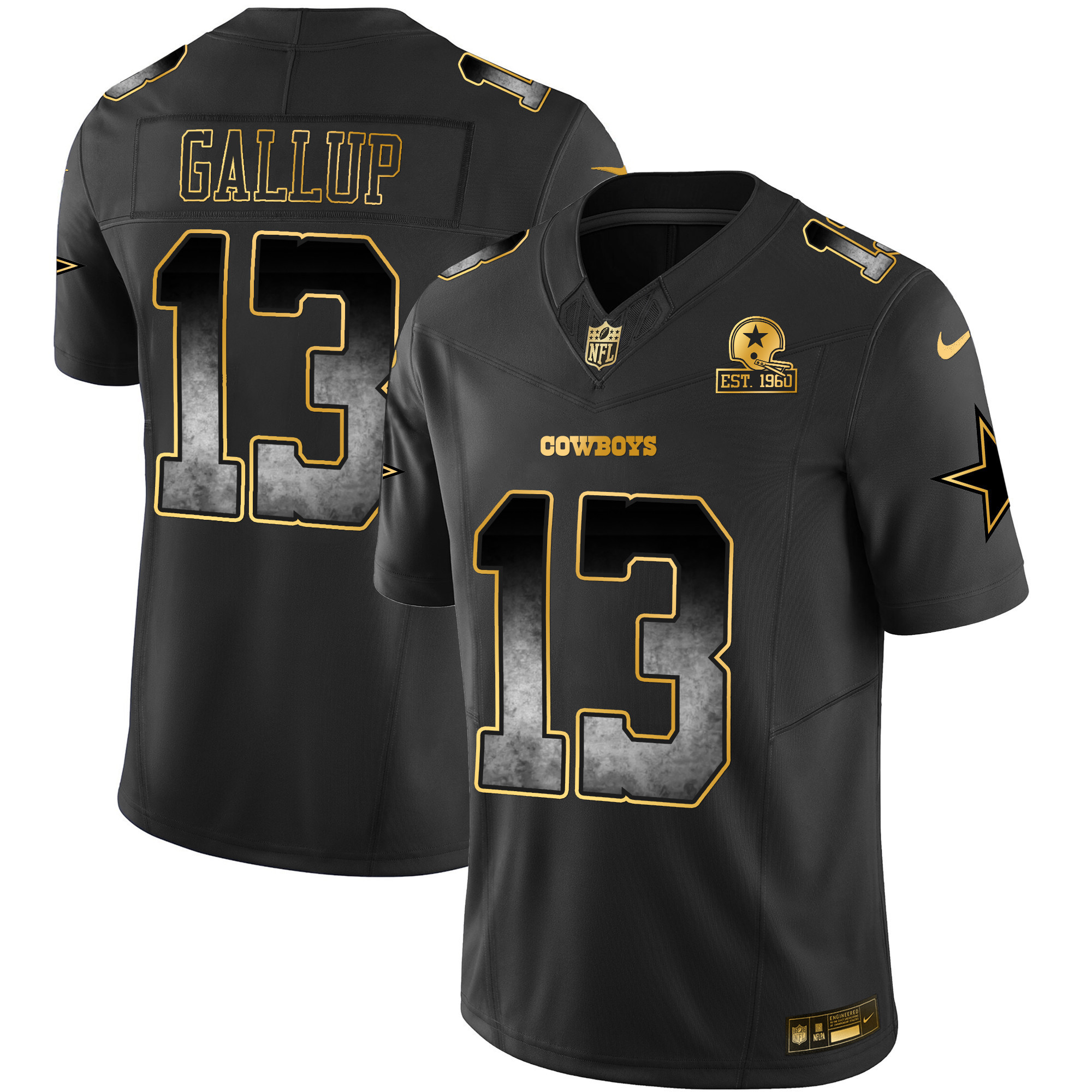 Michael Gallup Men's Dallas Cowboys Arch Smoke Vapor Black Jersey - All Stitched