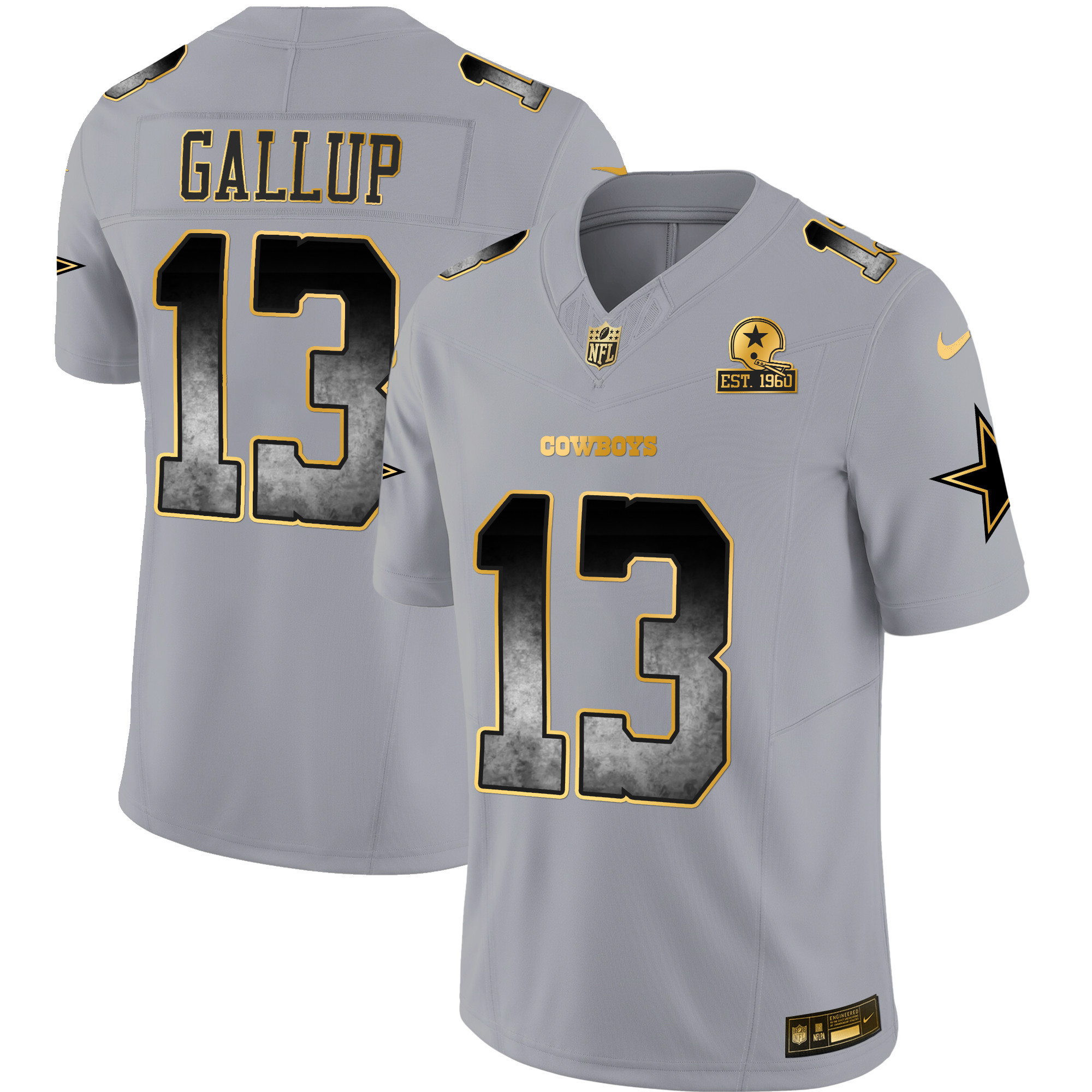 Michael Gallup Men's Dallas Cowboys Arch Smoke Vapor Gray Jersey - All Stitched