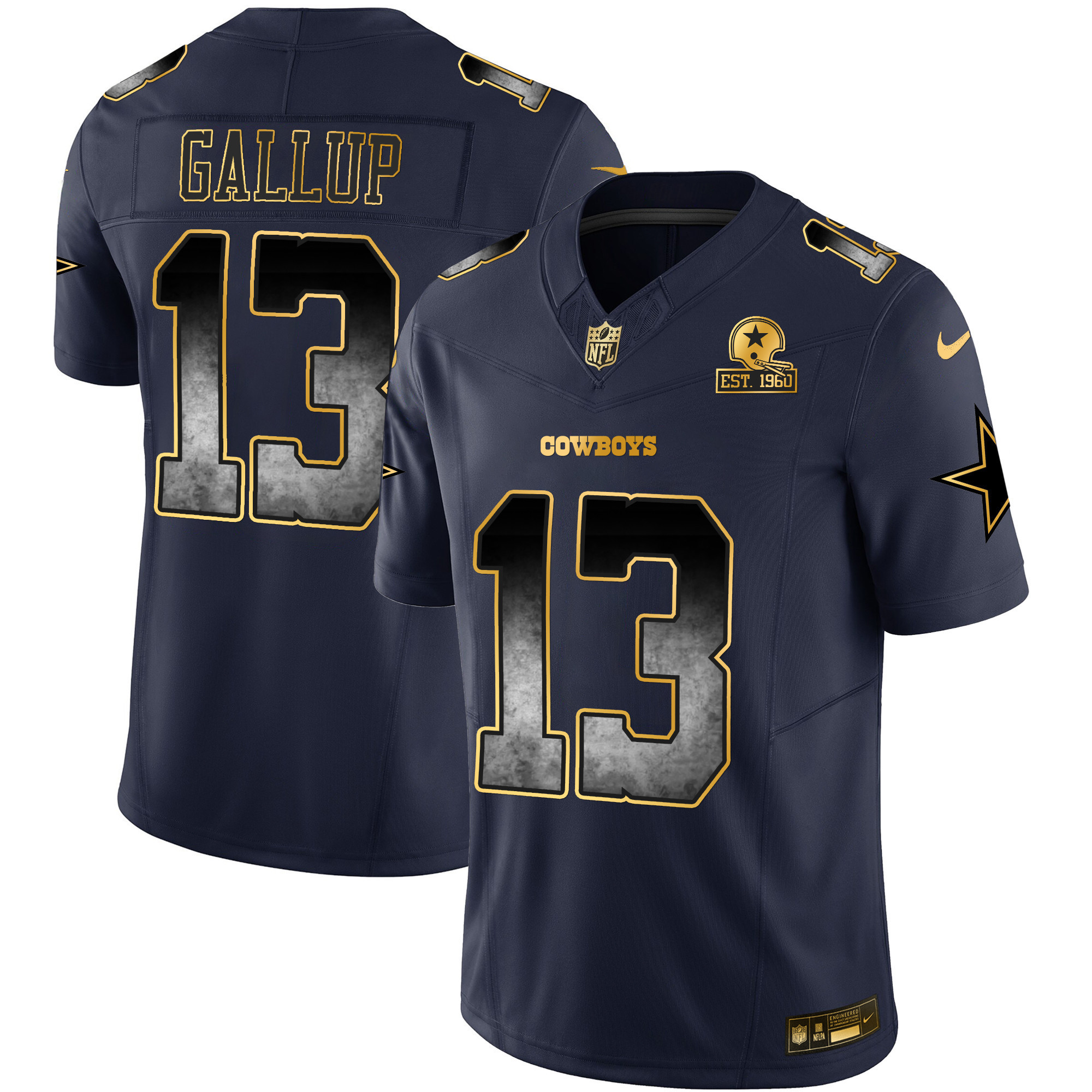 Michael Gallup Men's Dallas Cowboys Arch Smoke Vapor Navy Jersey - All Stitched