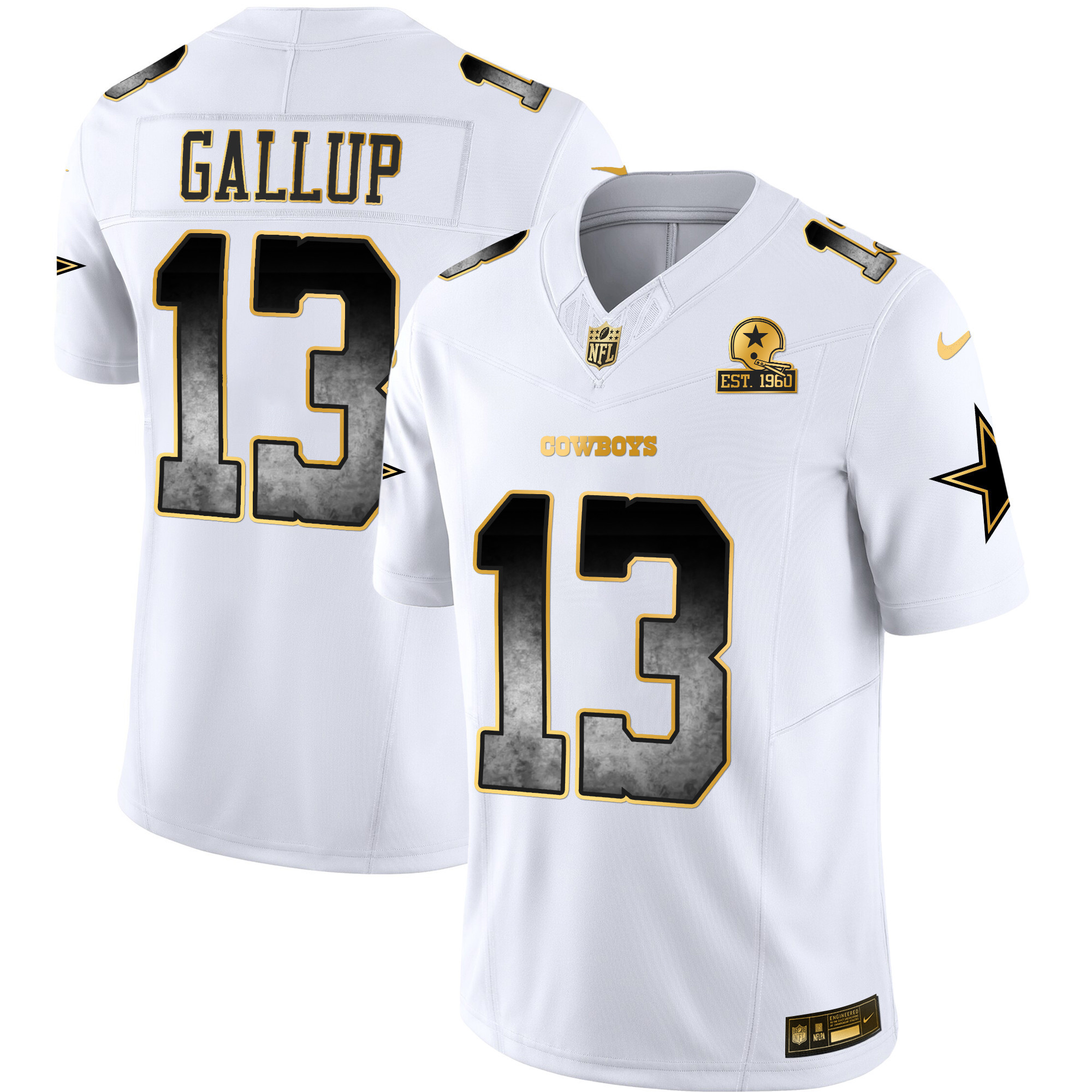 Michael Gallup Men's Dallas Cowboys Arch Smoke Vapor White Jersey - All Stitched