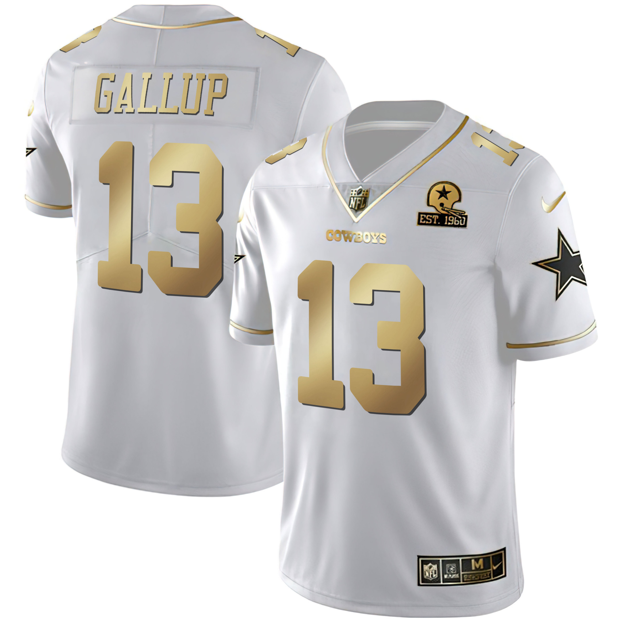 Michael Gallup Men's Dallas Cowboys Black & White Gold Vapor Limited - All Stitched White Gold Jersey - All Stitched