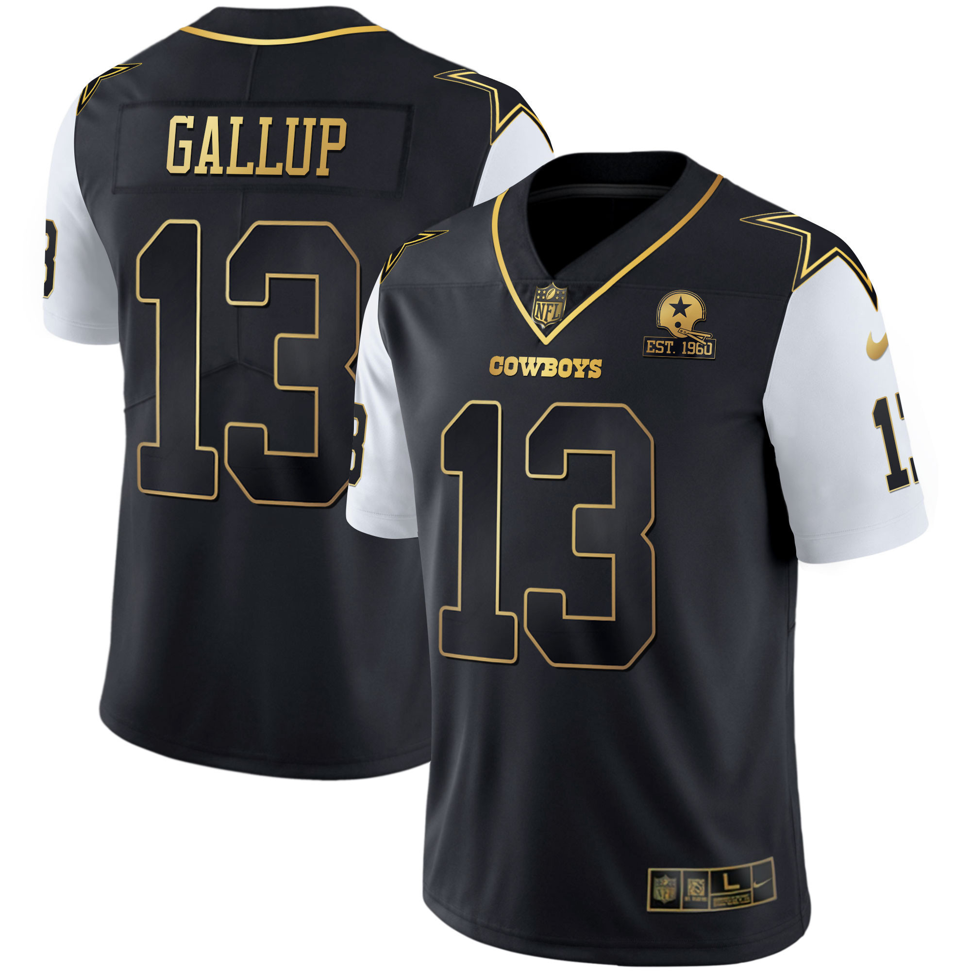 Michael Gallup Men's Dallas Cowboys Color Rush Vapor Black & White Gold Limited - All Stitched Black Vapor Jersey - All Stitched