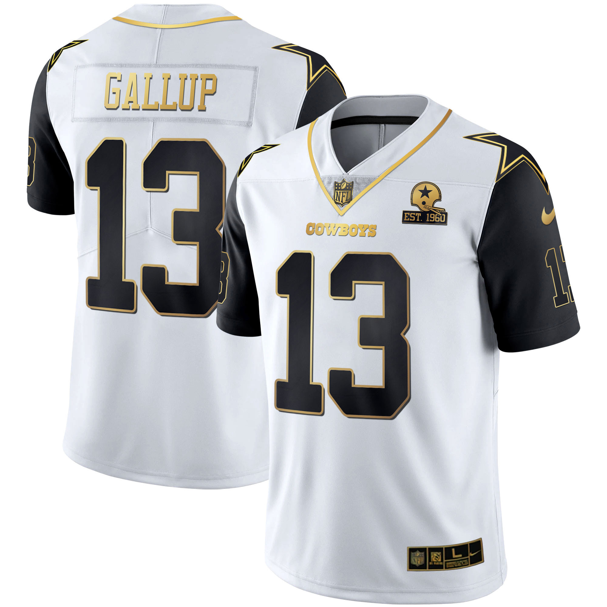 Michael Gallup Men's Dallas Cowboys Color Rush Vapor Black & White Gold Limited - All Stitched White Vapor Jersey - All Stitched