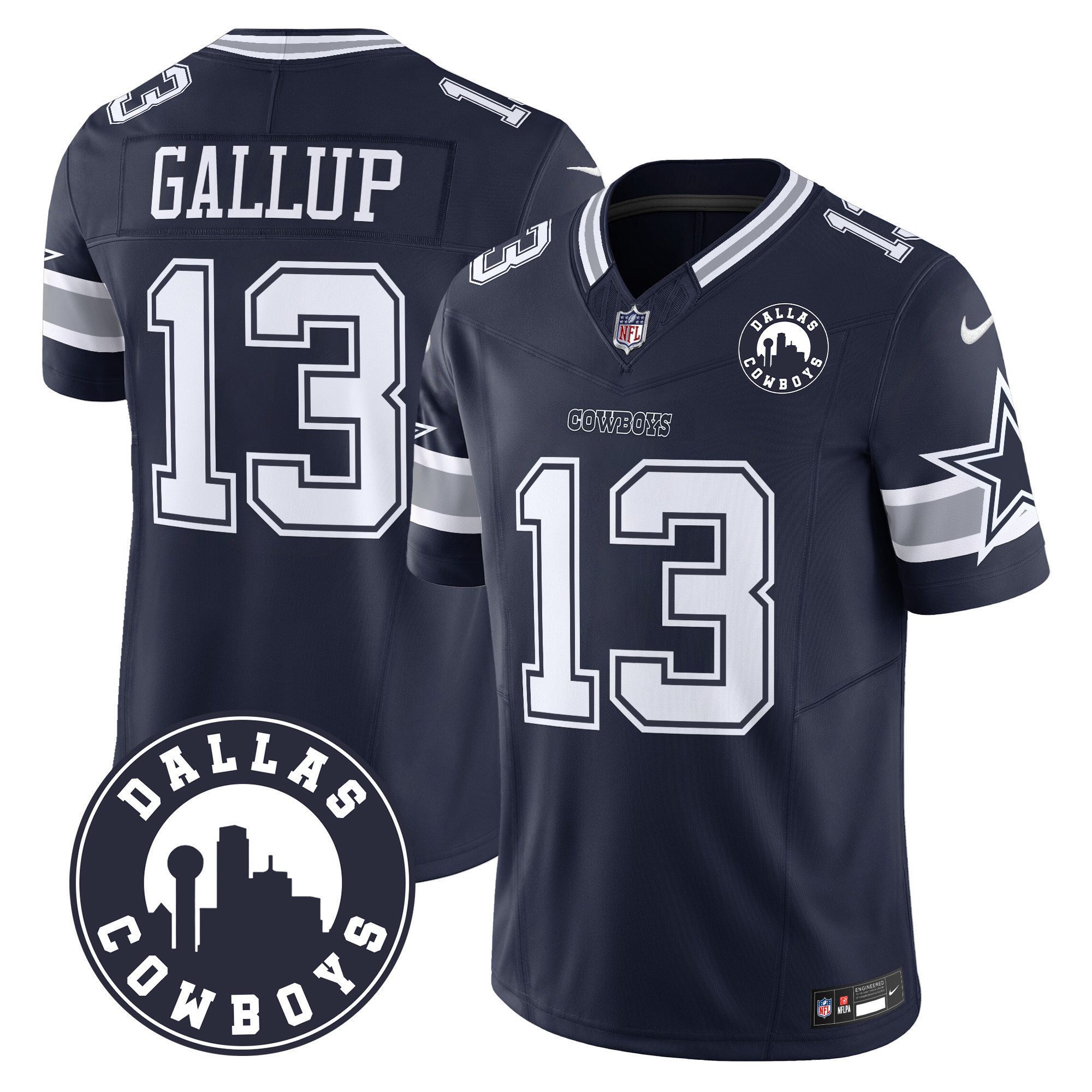 Michael Gallup Men's Dallas Cowboys "Dallas City" Patch Vapor Limited Navy Jersey - All Stitched