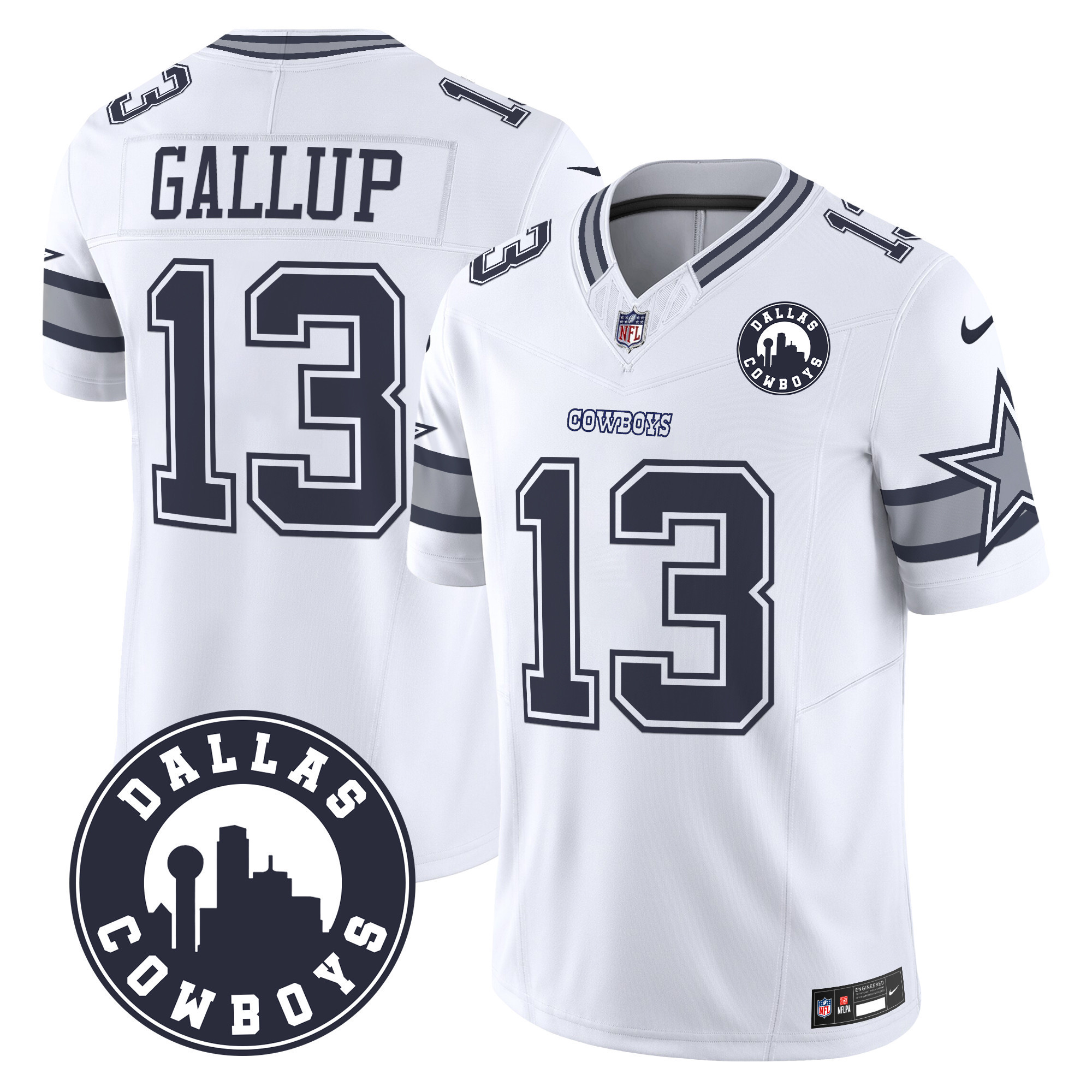 Michael Gallup Men's Dallas Cowboys "Dallas City" Patch Vapor Limited White Jersey - All Stitched