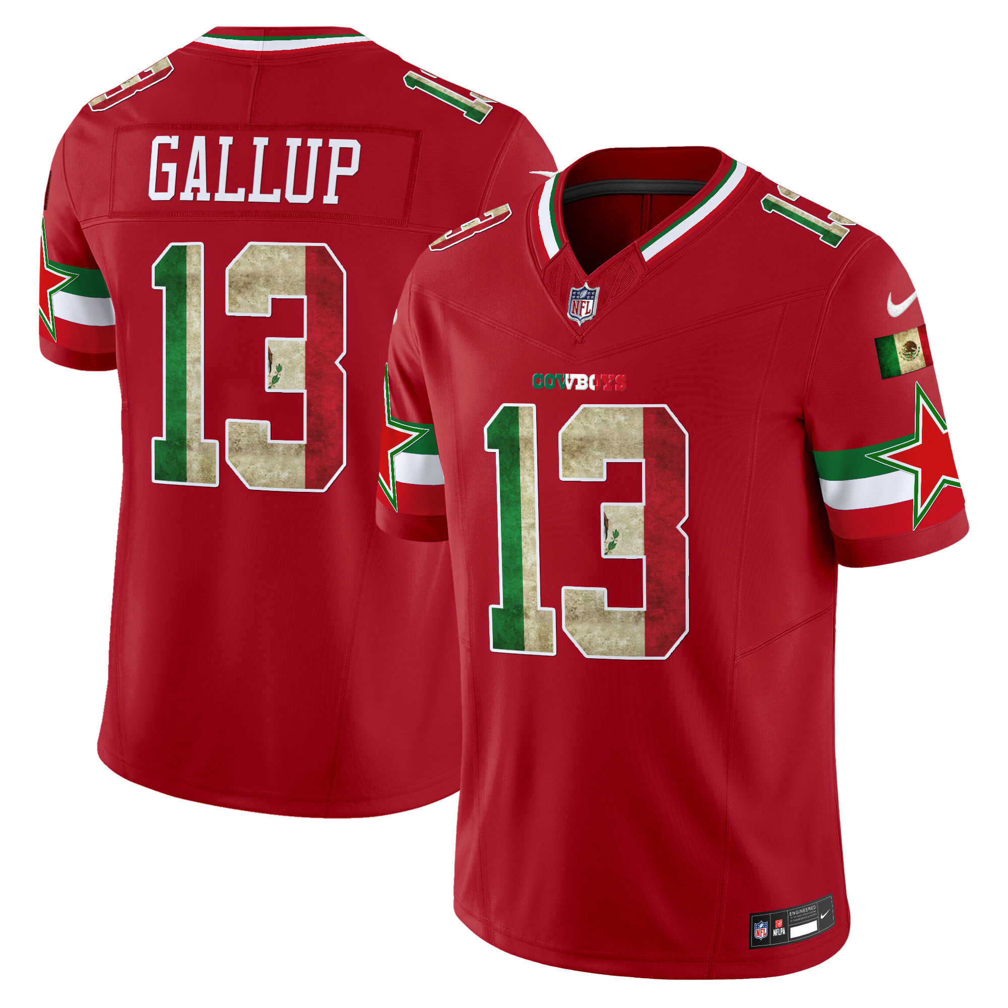 Michael Gallup Men's Dallas Cowboys Mexico Vapor Limited Red Jersey - All Stitched