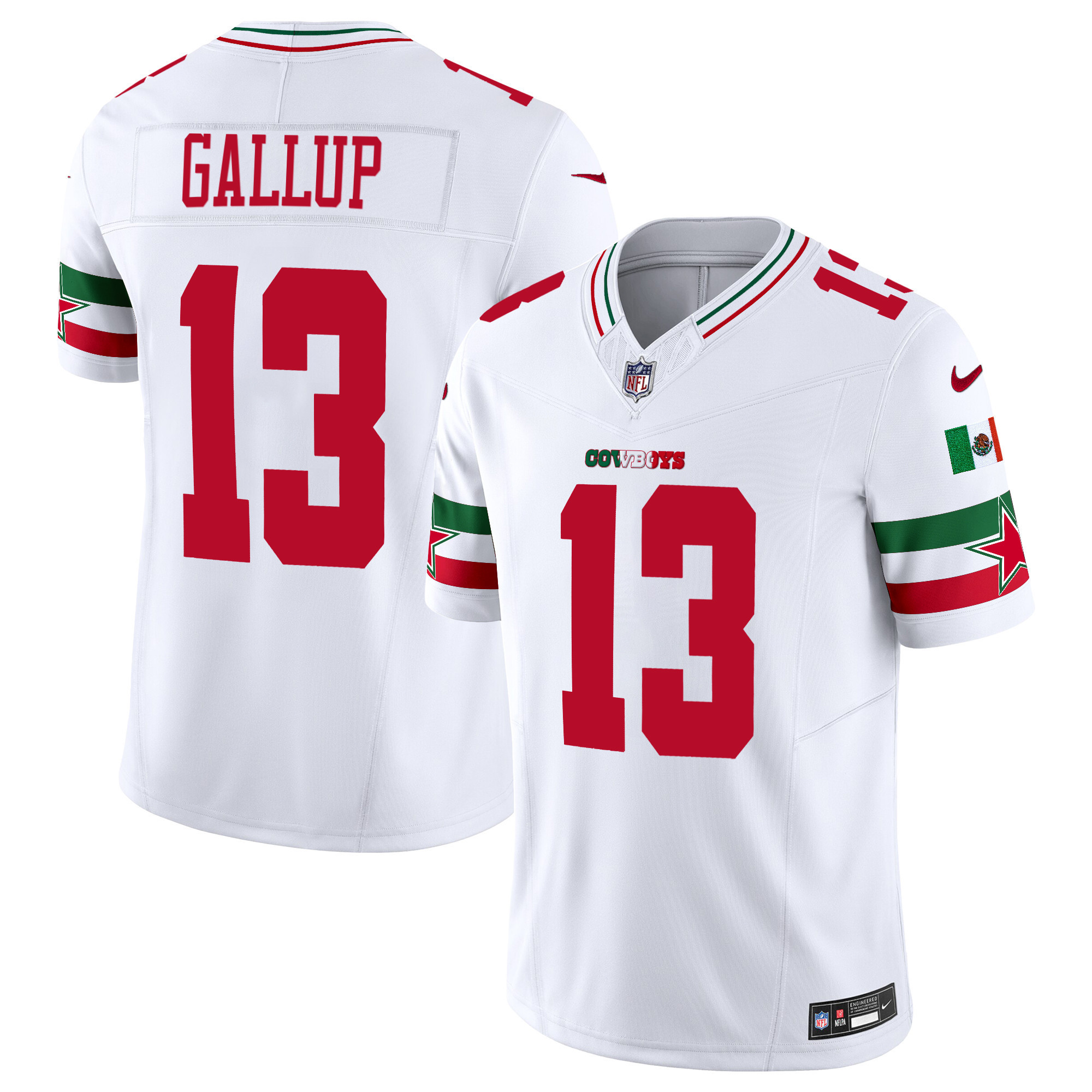 Michael Gallup Men's Dallas Cowboys Mexico Vapor Limited White Jersey - All Stitched