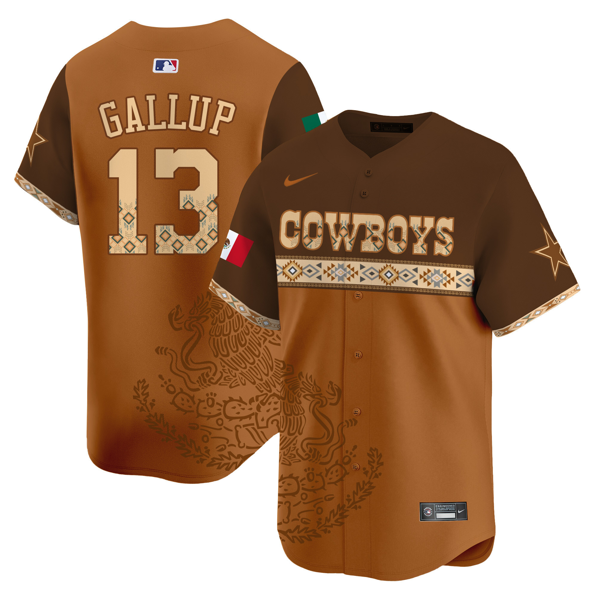 Michael Gallup Men's Dallas Cowboys Mexico Vapor Premier Limited Jersey - Printed Brown Jersey - All Stitched