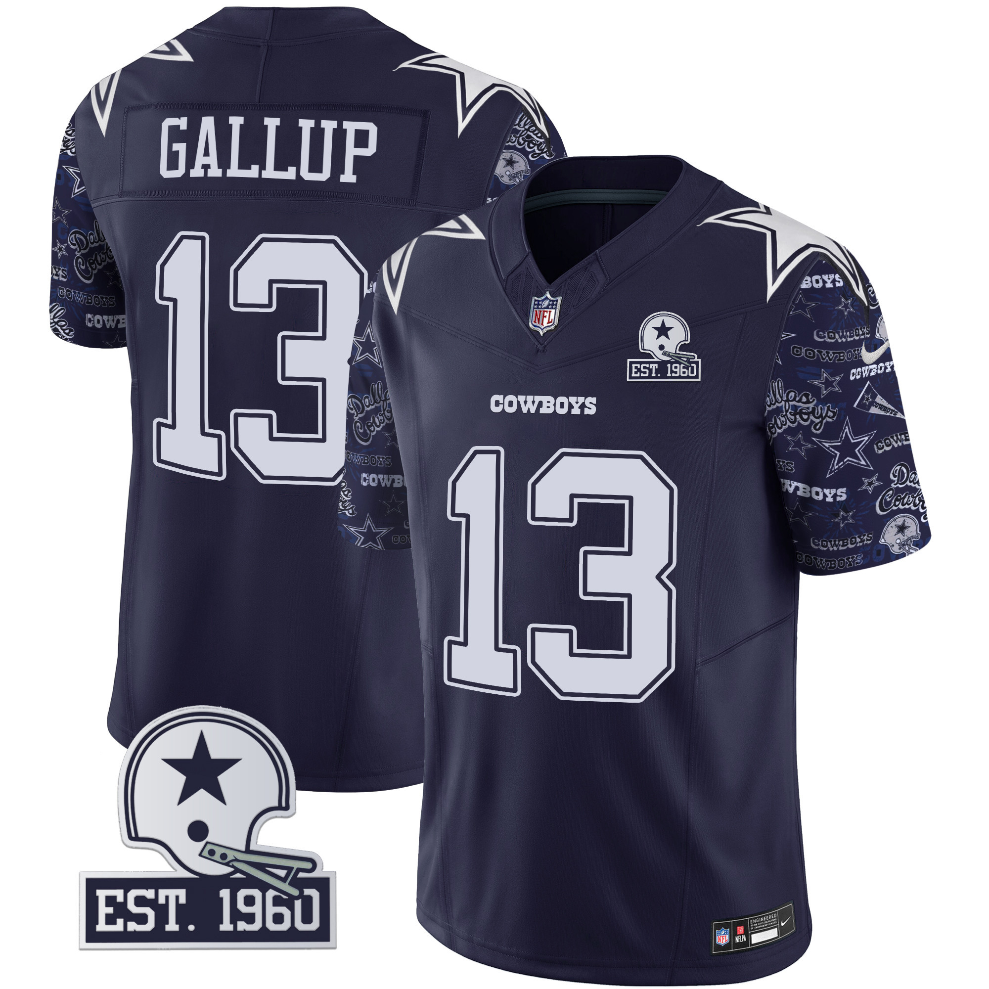Michael Gallup Men's Dallas Cowboys Pattern Style Vapor Limited Navy Jersey - All Stitched