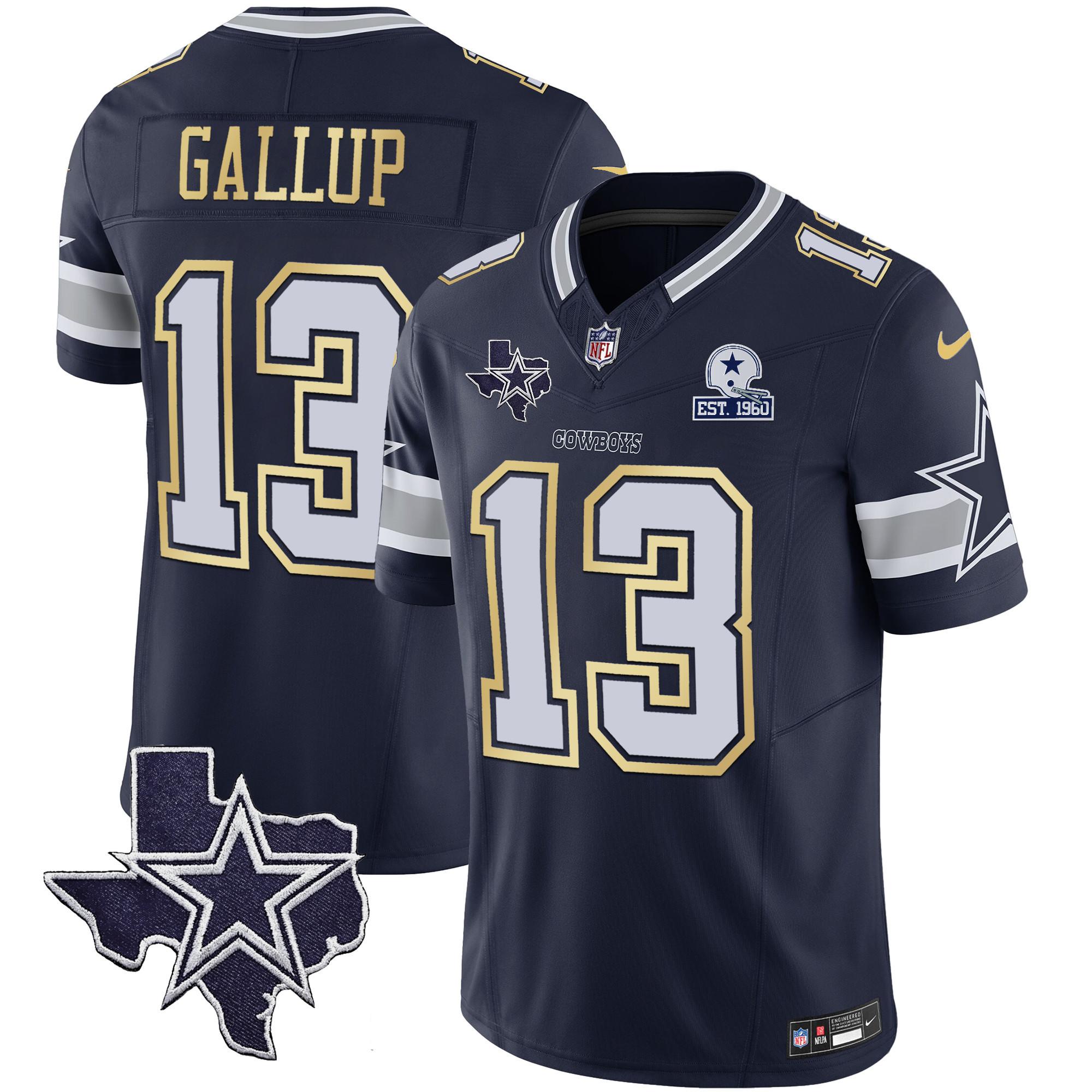 Michael Gallup Men's Dallas Cowboys Vapor Gold Navy Gold Jersey - All Stitched