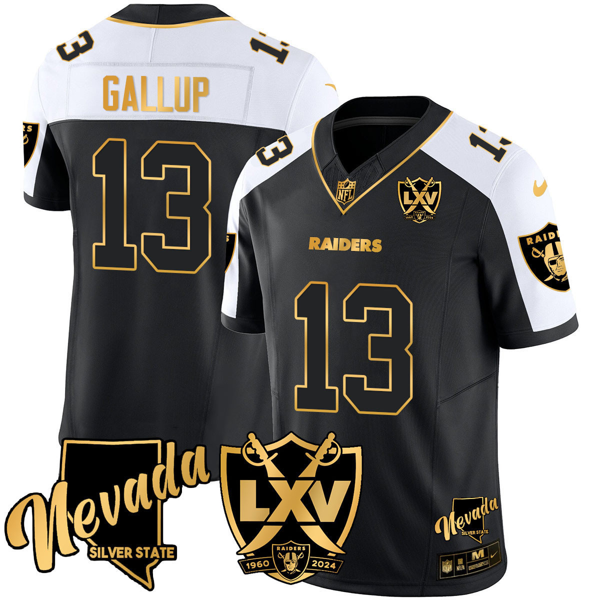 Michael Gallup Men's Las Vegas Raiders 2024 Gold Vapor Limited Black Alternate Jersey - All Stitched