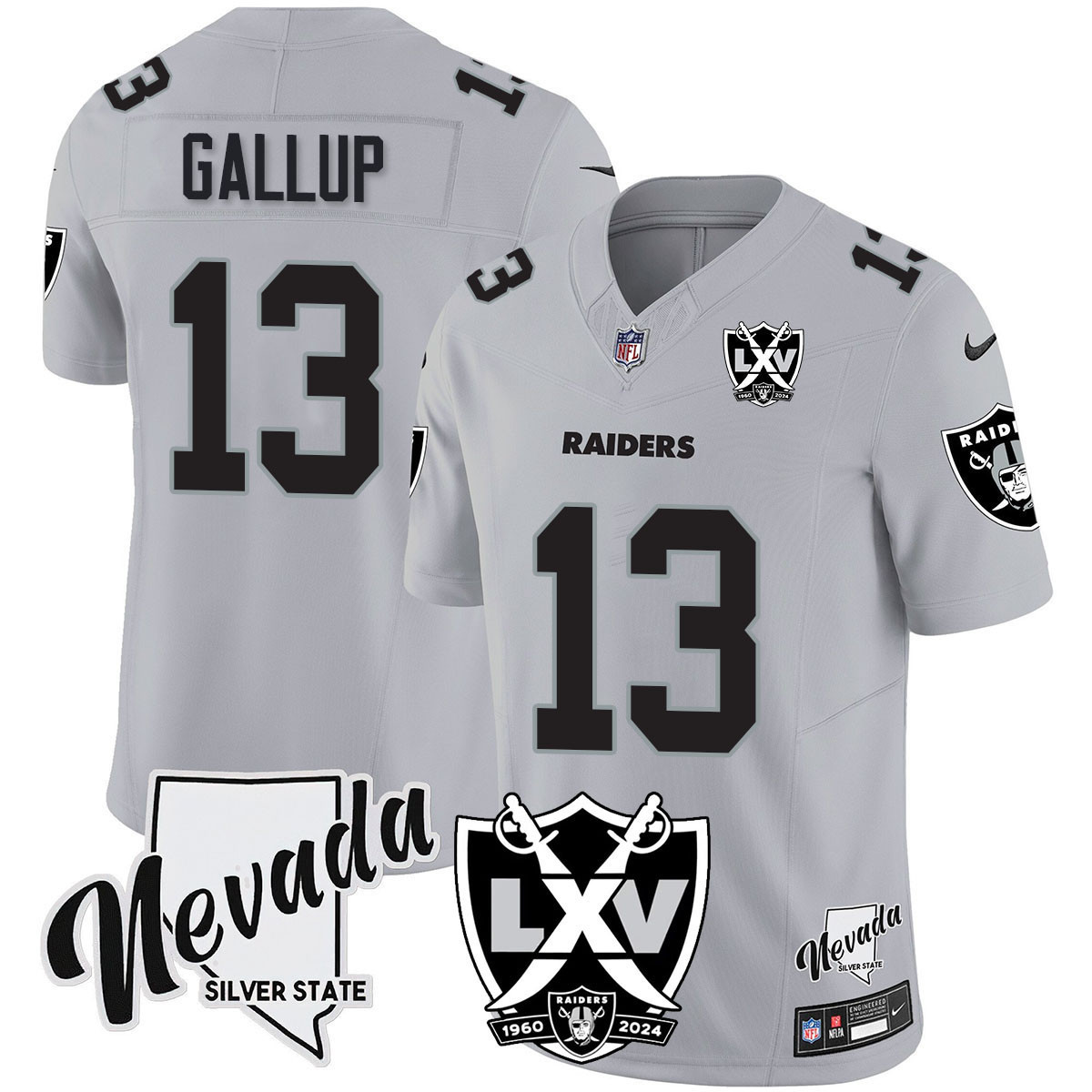 Michael Gallup Men's Las Vegas Raiders 2024 Vapor Limited Silver Jersey - All Stitched