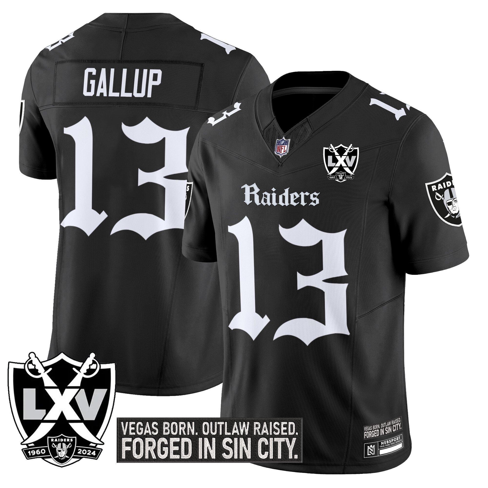 Michael Gallup Men's Las Vegas Raiders 'Gothic Sin City Shadows Edition' Vapor Limited Black Jersey - All Stitched