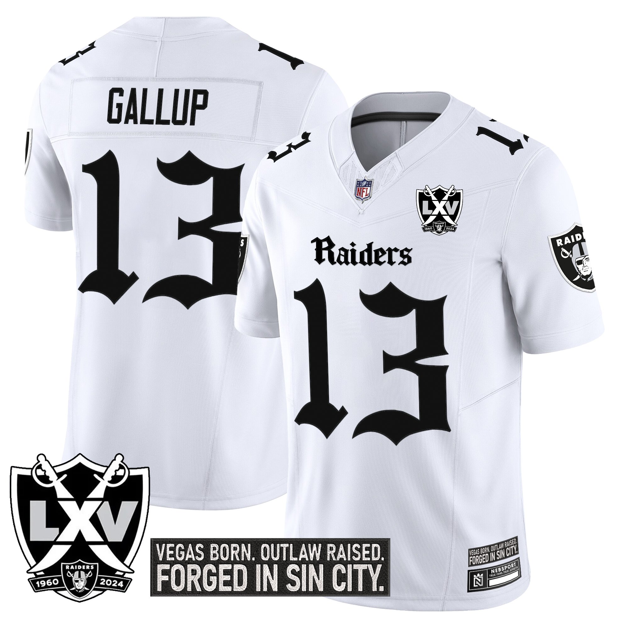 Michael Gallup Men's Las Vegas Raiders 'Gothic Sin City Shadows Edition' Vapor Limited White Jersey - All Stitched