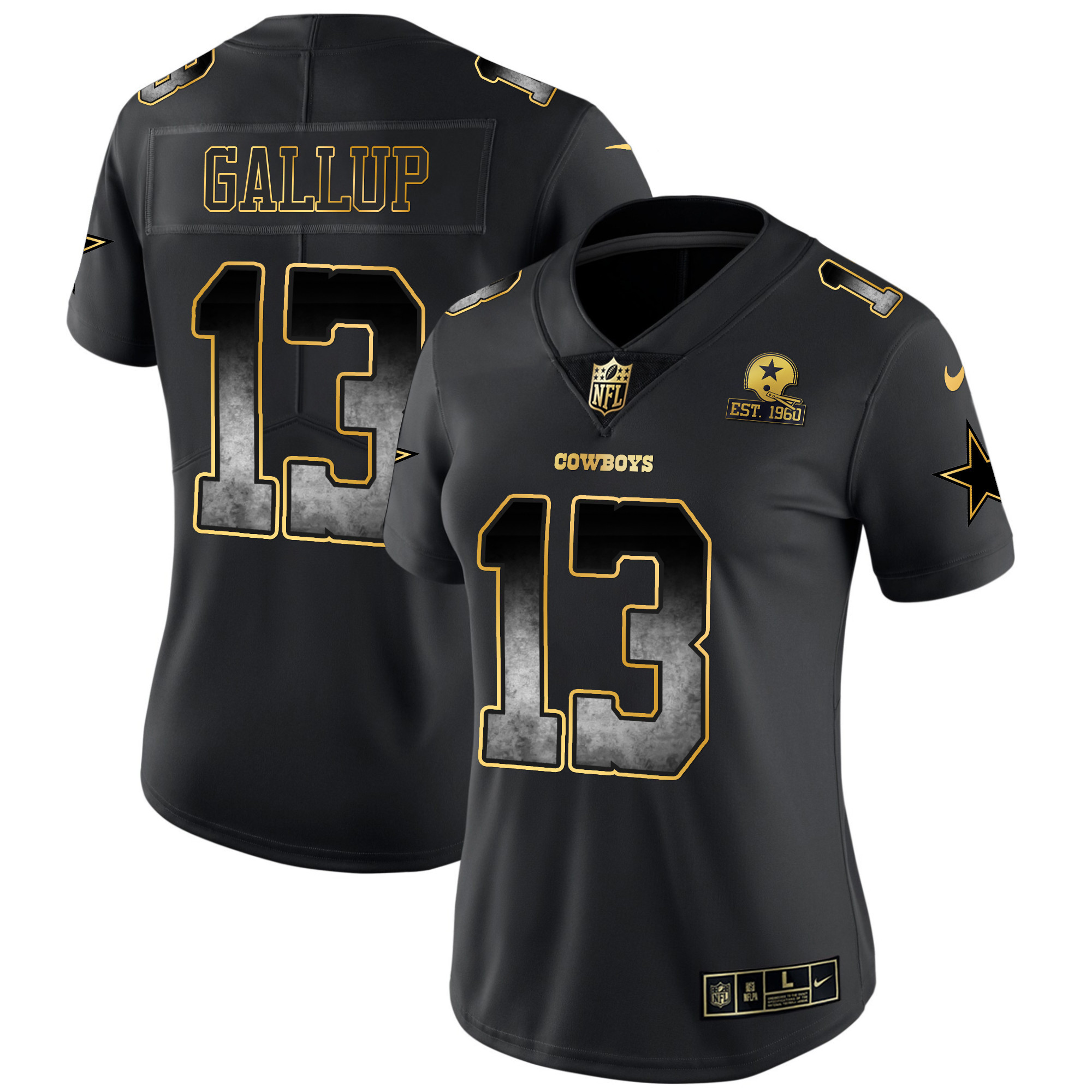 Michael Gallup Women's Dallas Cowboys Arch Smoke Vapor Black Jersey - All Stitched