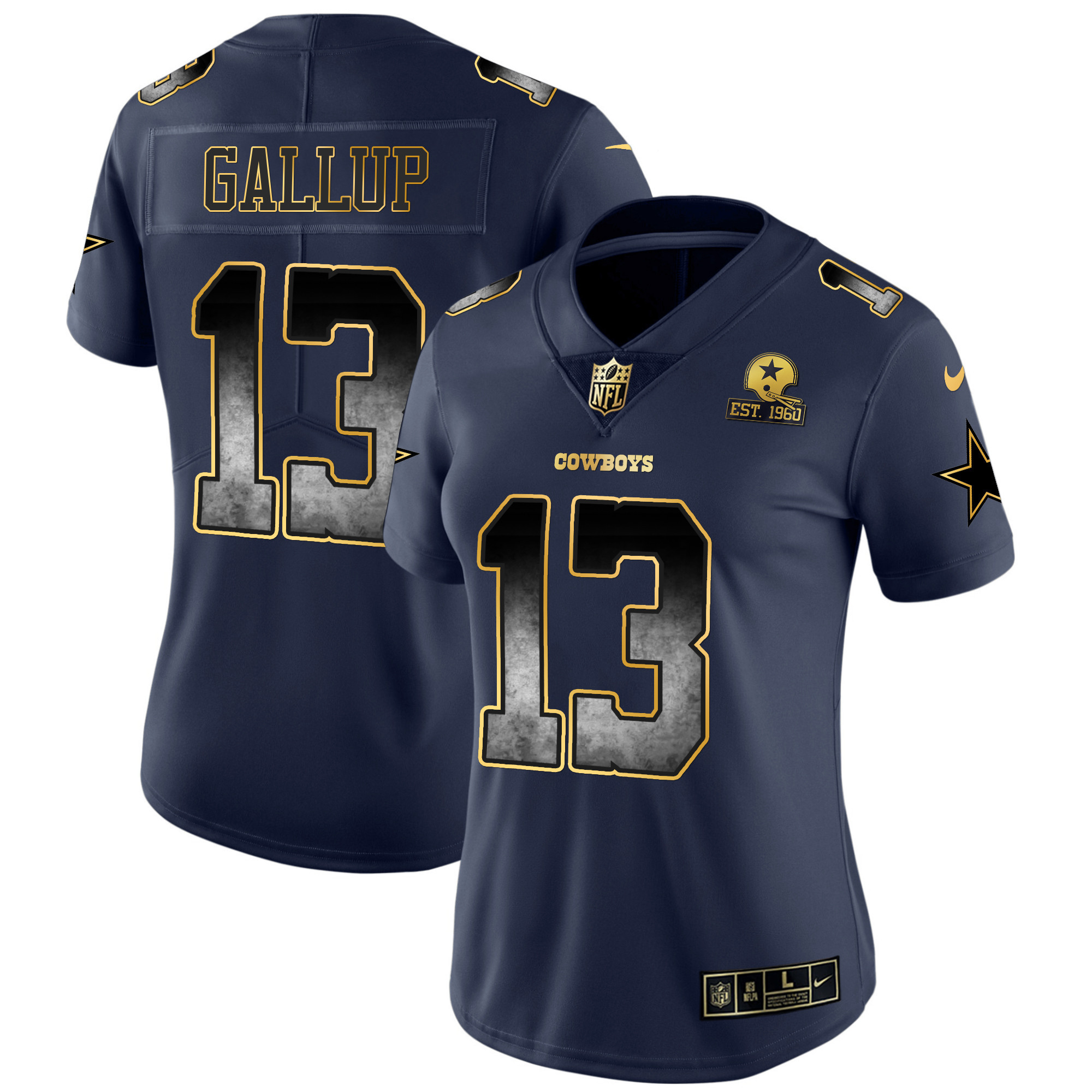 Michael Gallup Women's Dallas Cowboys Arch Smoke Vapor Navy Jersey - All Stitched