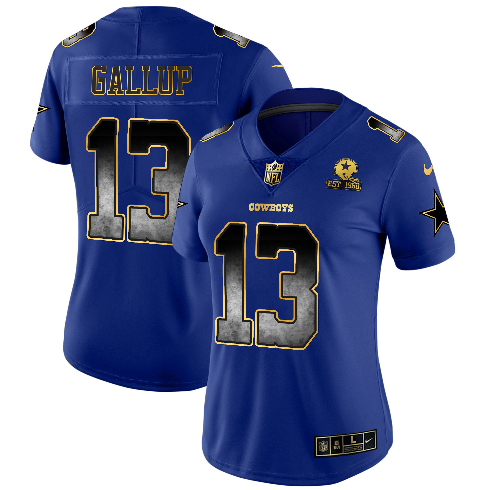 Michael Gallup Women's Dallas Cowboys Arch Smoke Vapor Royal Jersey - All Stitched