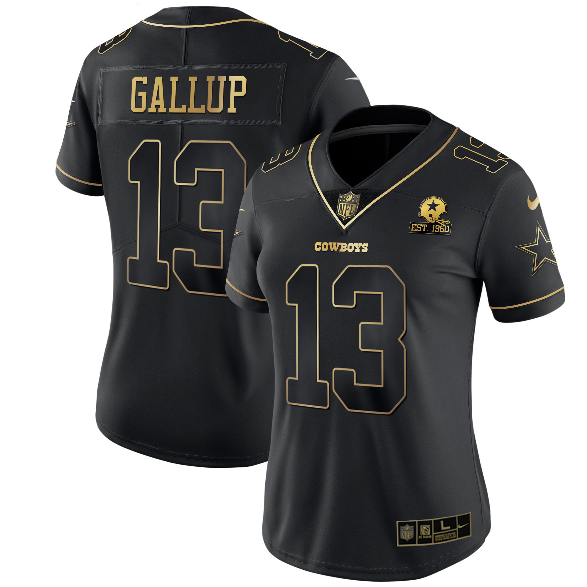 Michael Gallup Women's Dallas Cowboys Black Gold & White Gold - All Stitched Black Gold Jersey - All Stitched