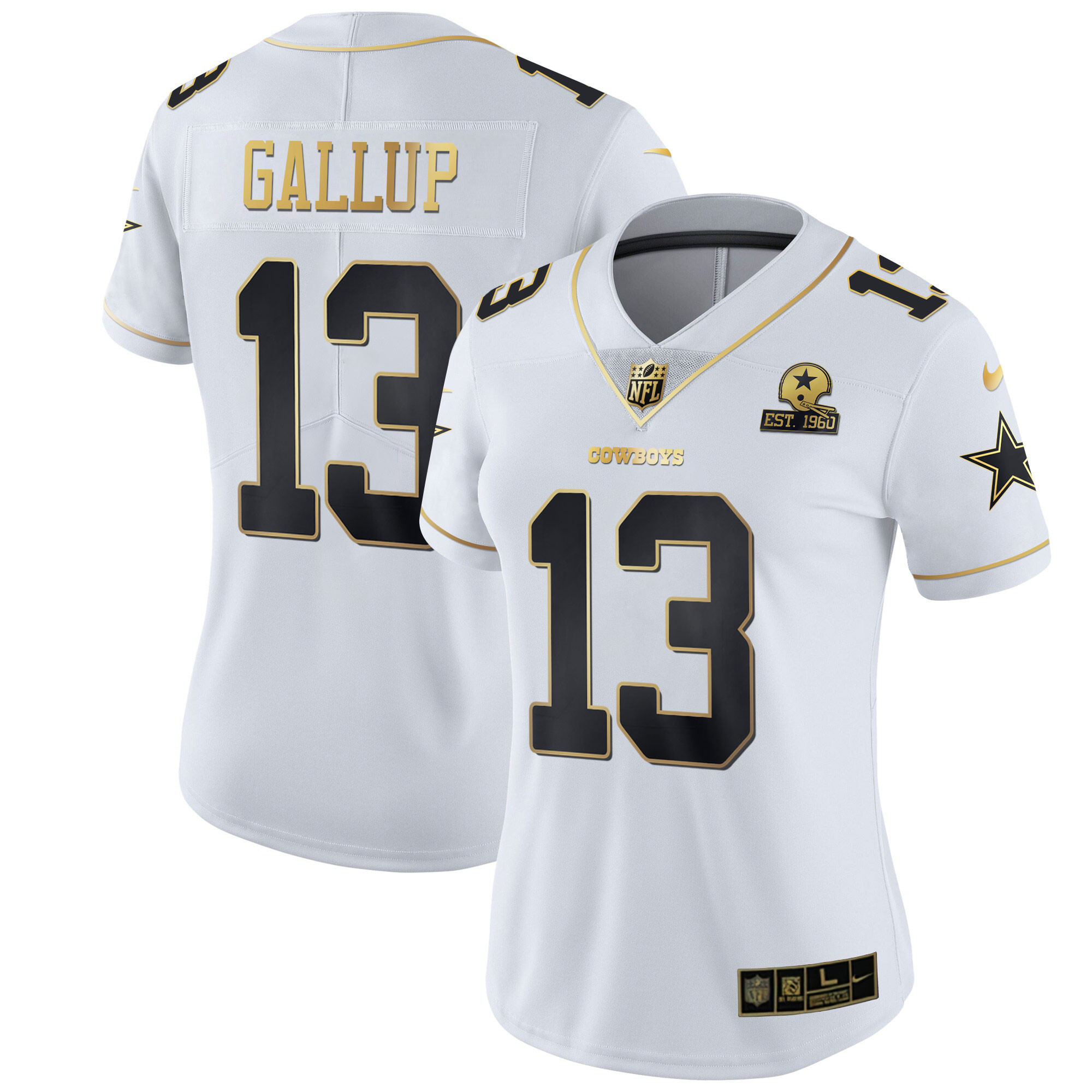 Michael Gallup Women's Dallas Cowboys Black Gold & White Gold - All Stitched White Gold Jersey - All Stitched