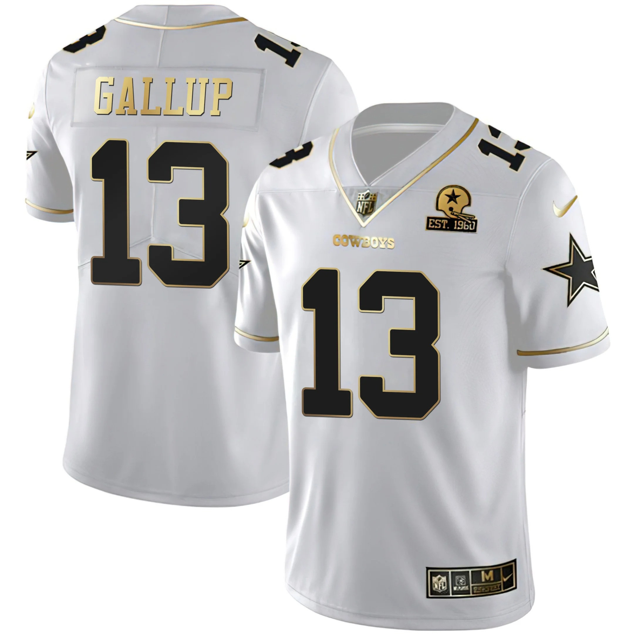 Michael Gallup Women's Dallas Cowboys Gold & Split Vapor Est 1960 Patch - All Stitched White Gold Jersey - All Stitched