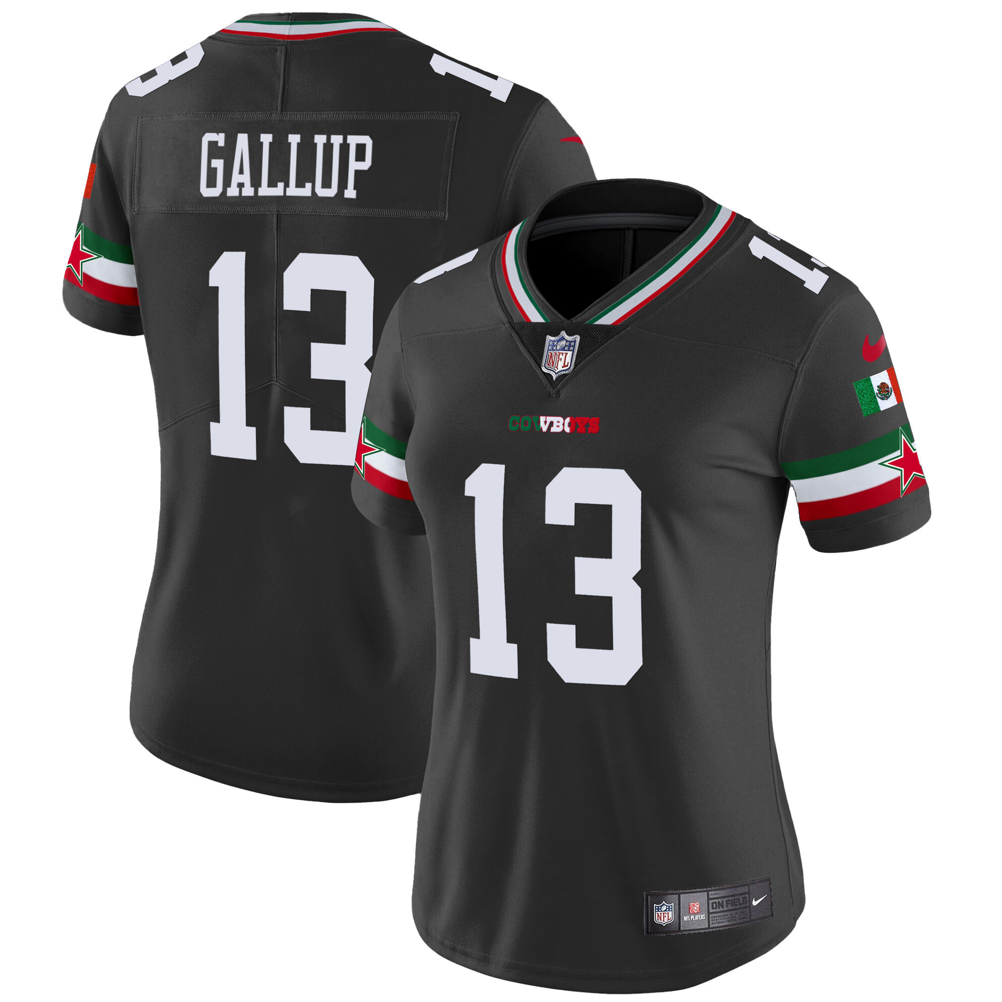 Michael Gallup Women's Dallas Cowboys Mexico Vapor Limited Black Jersey - All Stitched