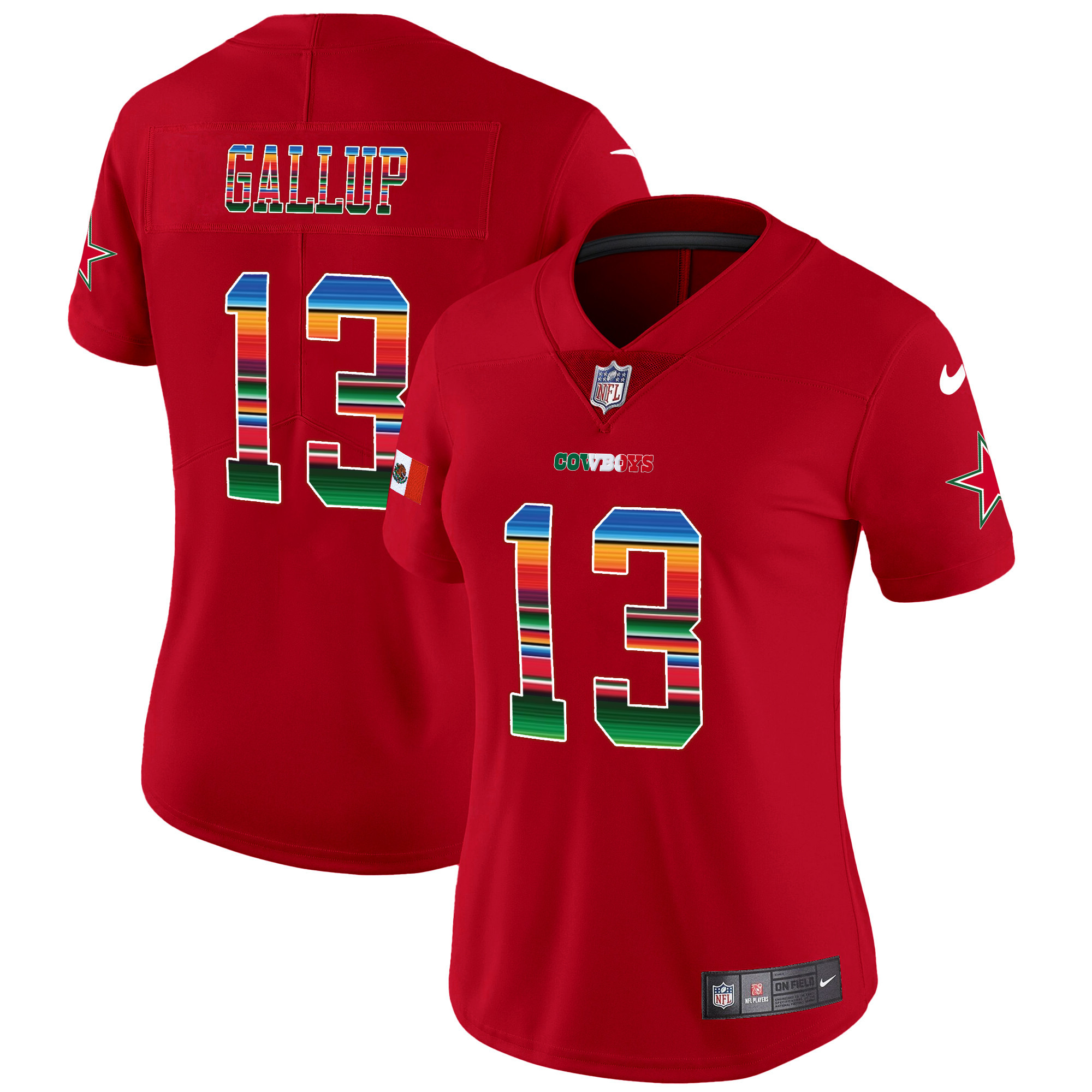 Michael Gallup Women's Dallas Cowboys Mexico Vapor Limited Red Jersey - All Stitched