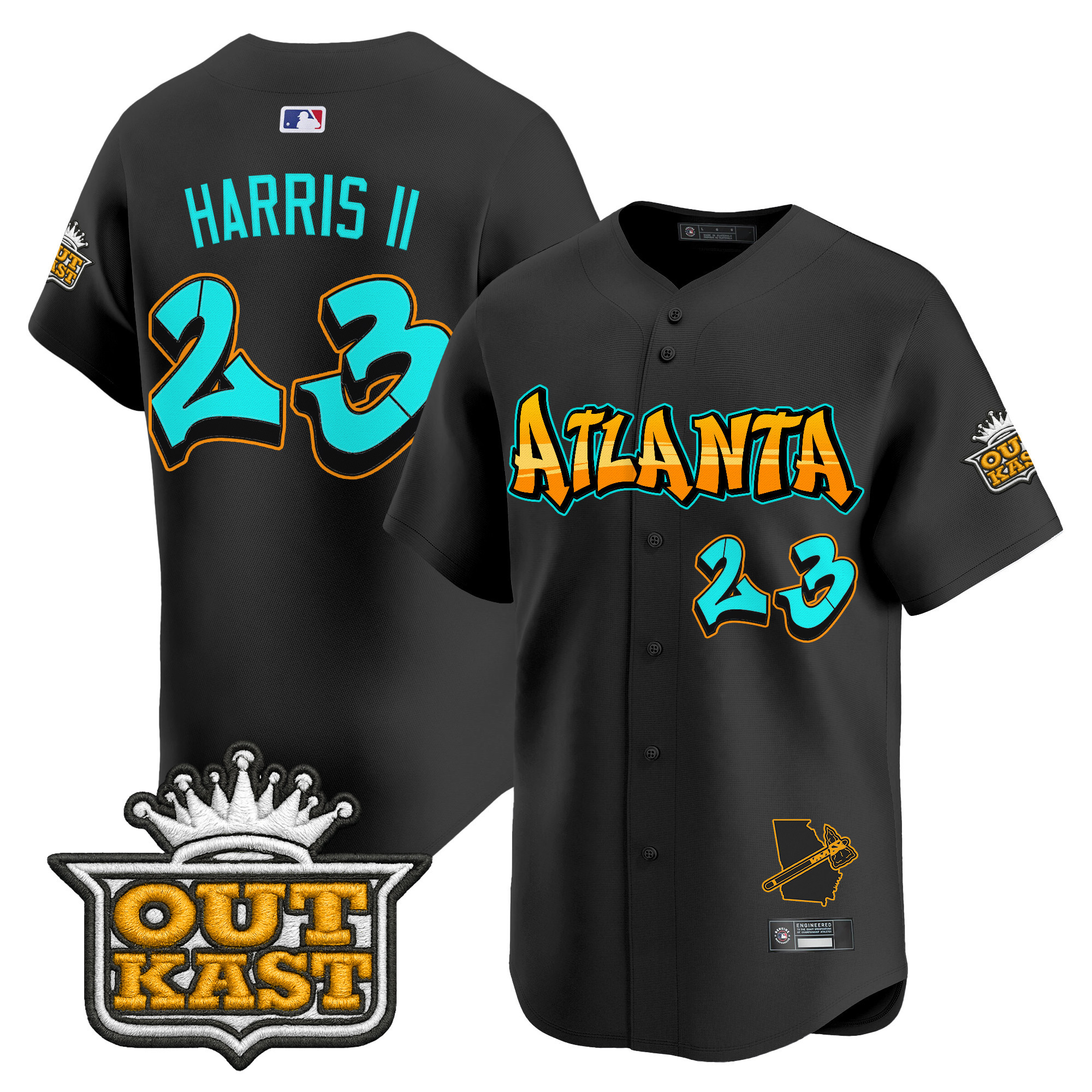 Michael Harris II Men's Atlanta Braves 'Graffiti A-Town Edition' Vapor Premier Limited Black Jersey - All Stitched