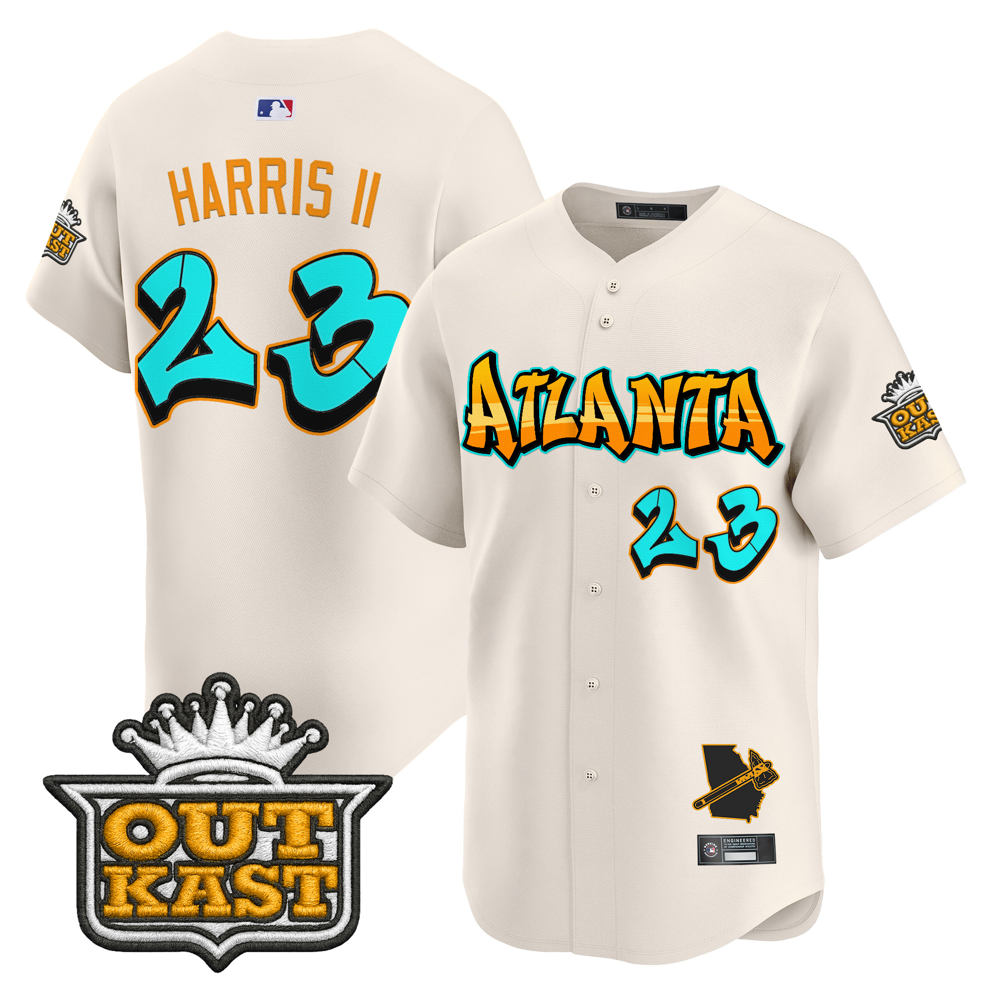 Michael Harris II Men's Atlanta Braves 'Graffiti A-Town Edition' Vapor Premier Limited Cream Jersey - All Stitched