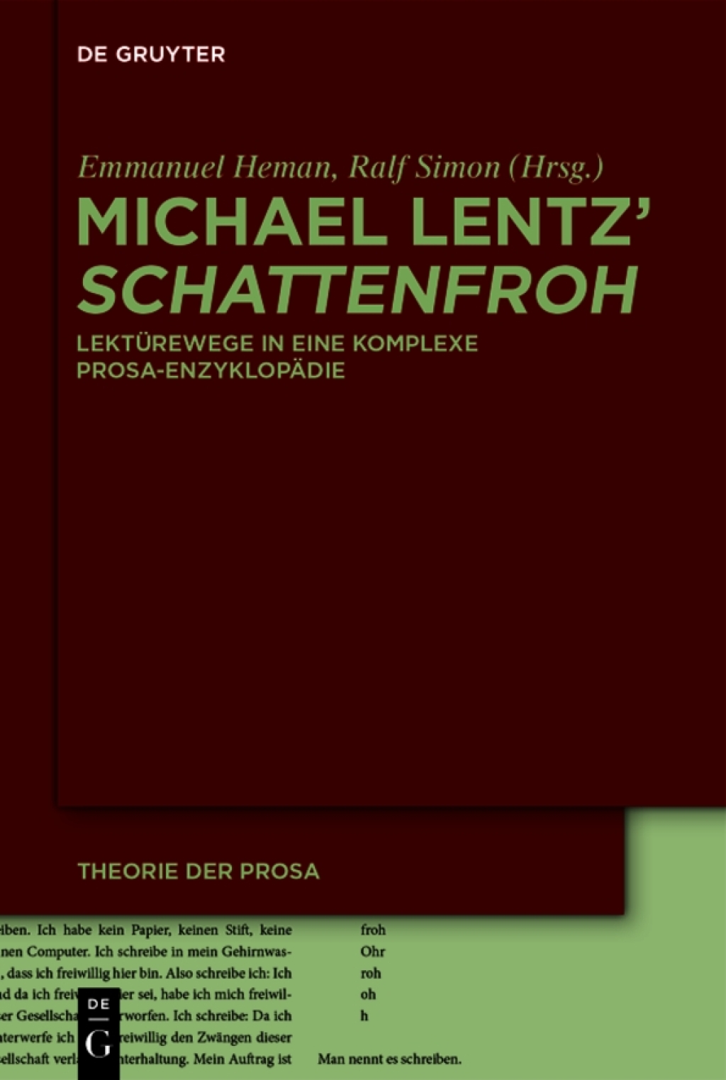 Michael Lentz' â€ºSchattenfrohâ€¹ LektÃ¼rewege in eine komplexe Prosa-EnzyklopÃ¤die 1st Edition â€“ PDF/EPUB Version Downloadable