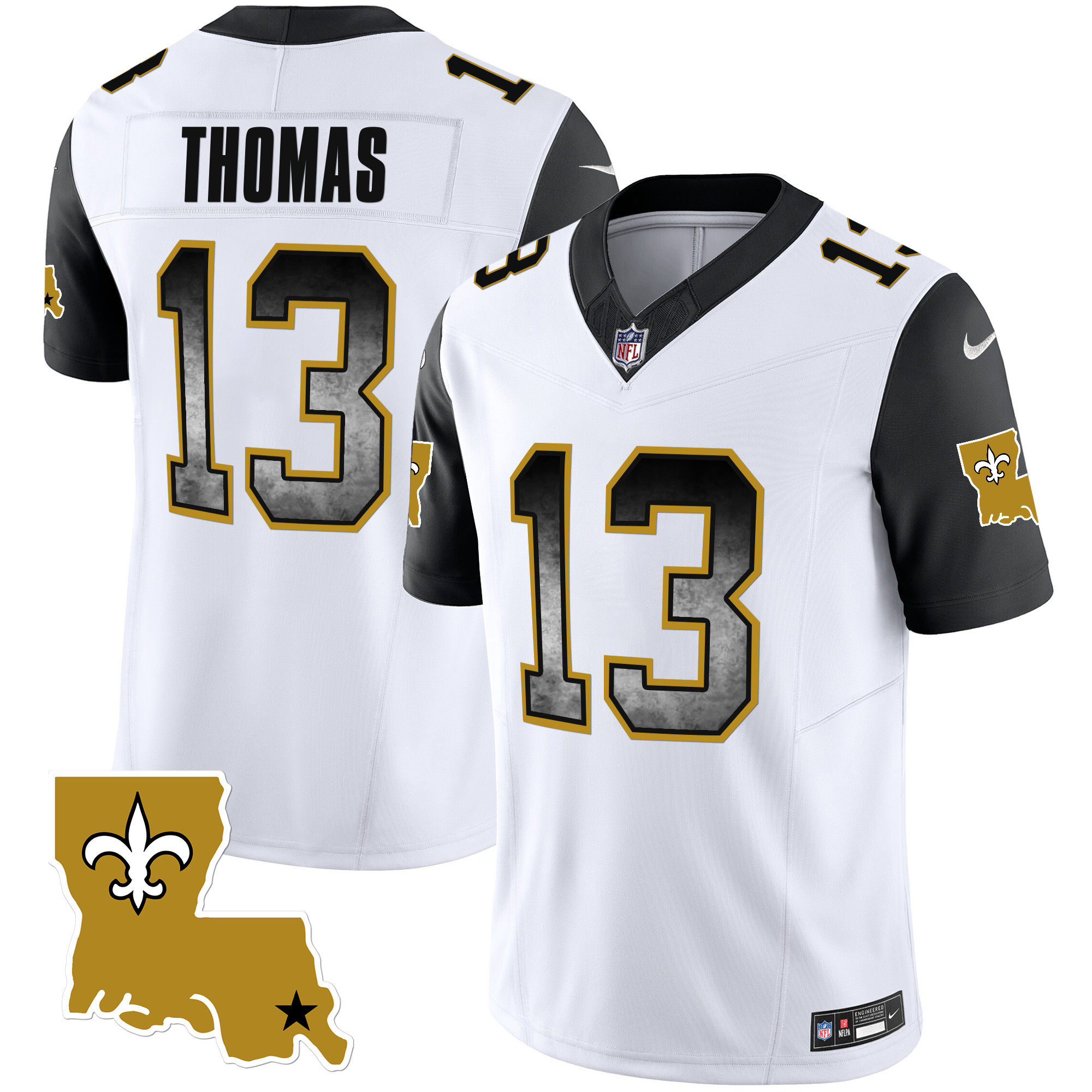 Michael Thomas Men's New Orleans Saints 1987 Legacy Arch Smoke Black Sleeves Jersey - All Stitched
