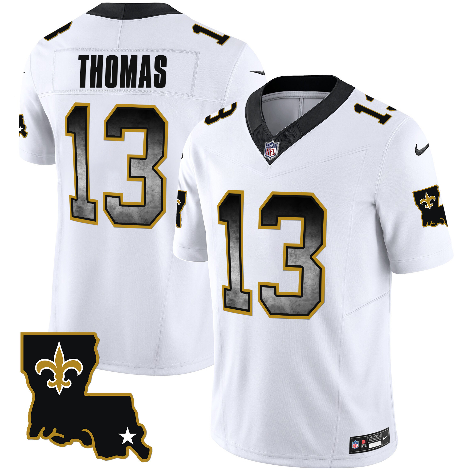 Michael Thomas Men's New Orleans Saints 1987 Legacy Arch Smoke White Jersey - All Stitched