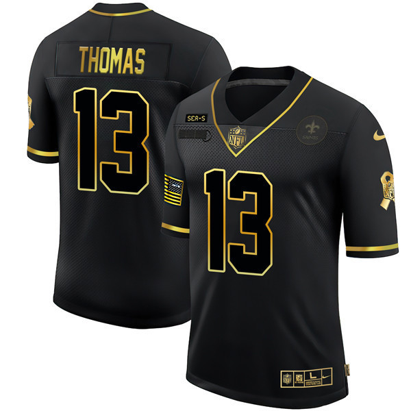 Michael Thomas Men's New Orleans Saints Black Gold Salute To Service Jersey - All Stitched