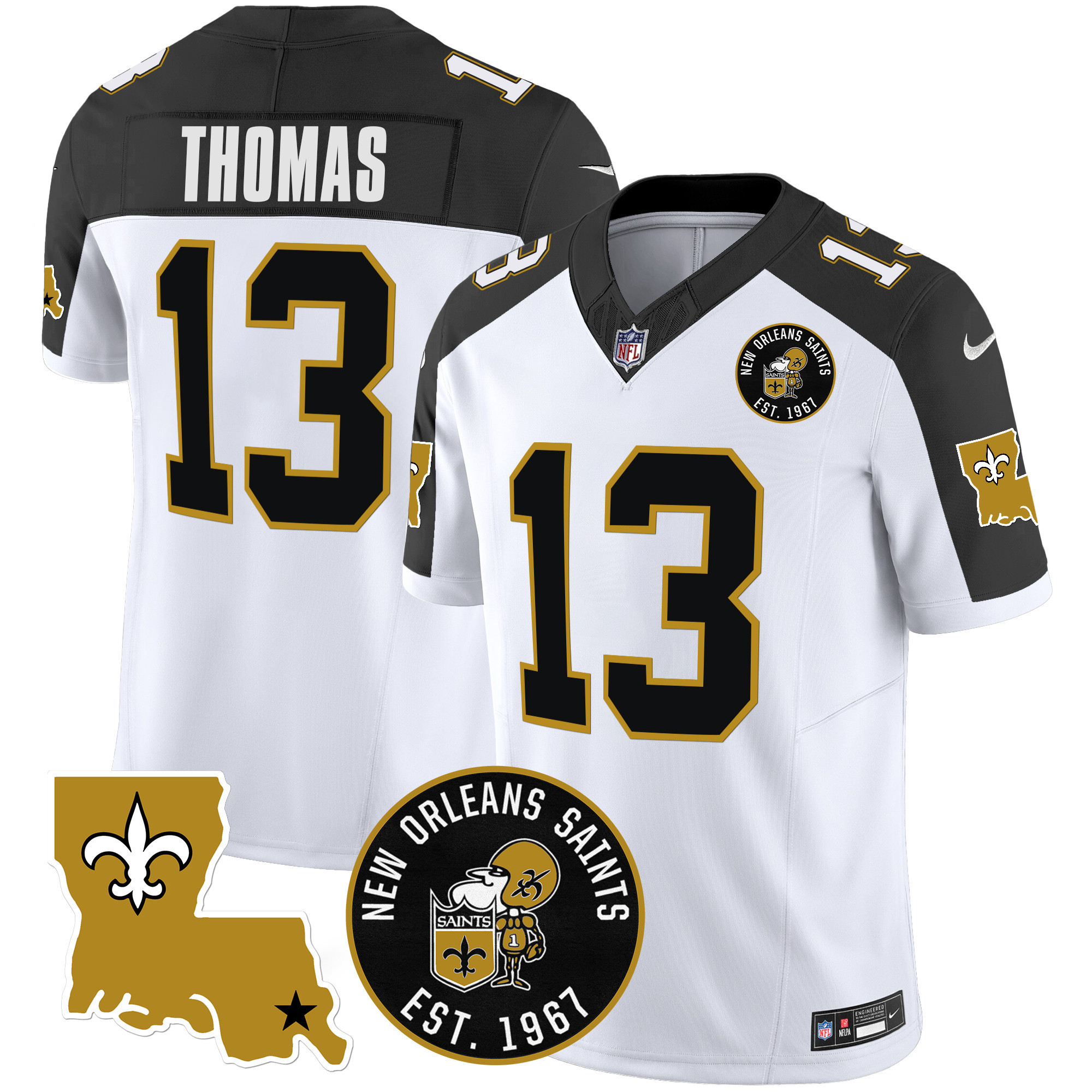 Michael Thomas Men's New Orleans Saints EST. 1967 Patch Vapor Inverted Jersey - All Stitched