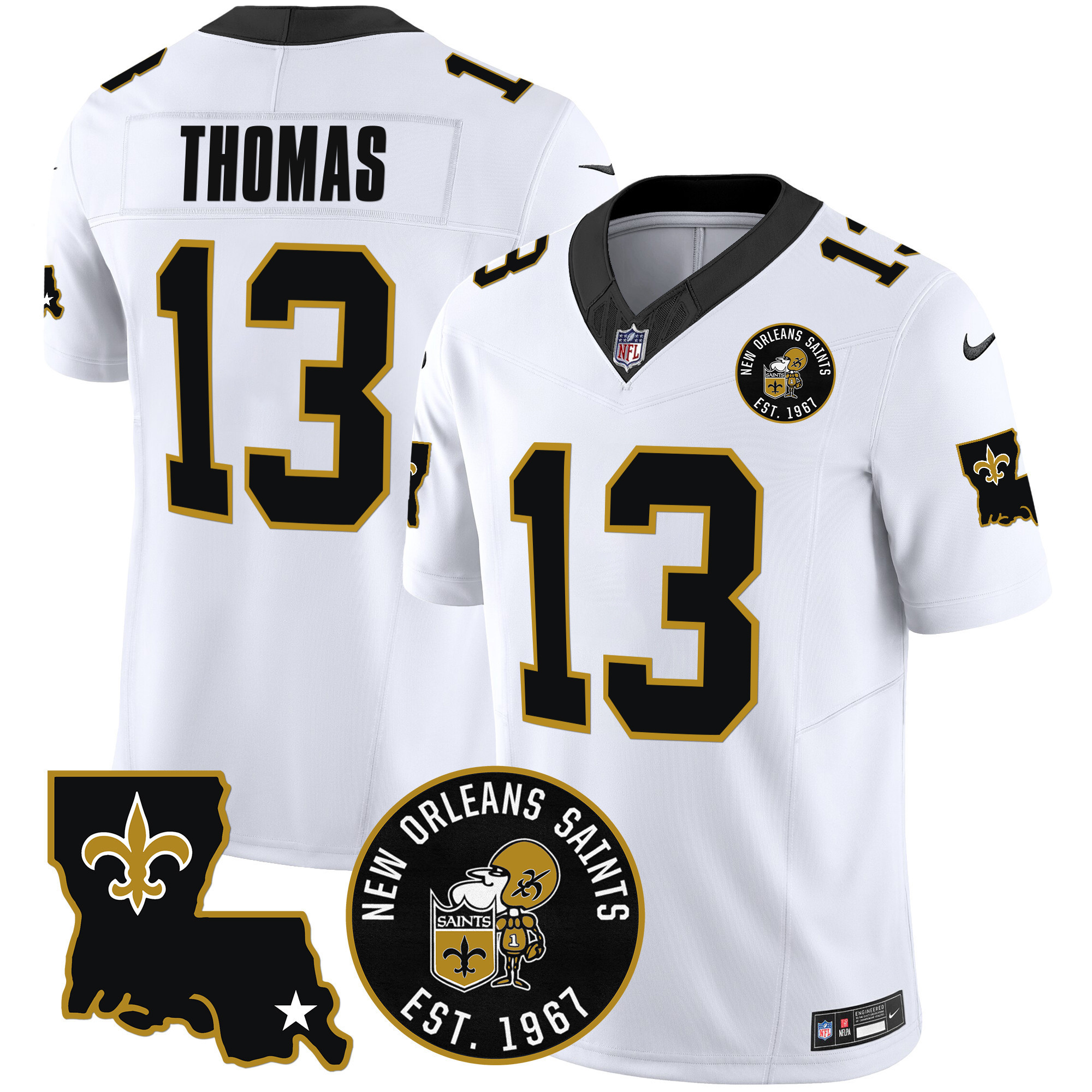 Michael Thomas Men's New Orleans Saints EST. 1967 Patch Vapor White Jersey - All Stitched