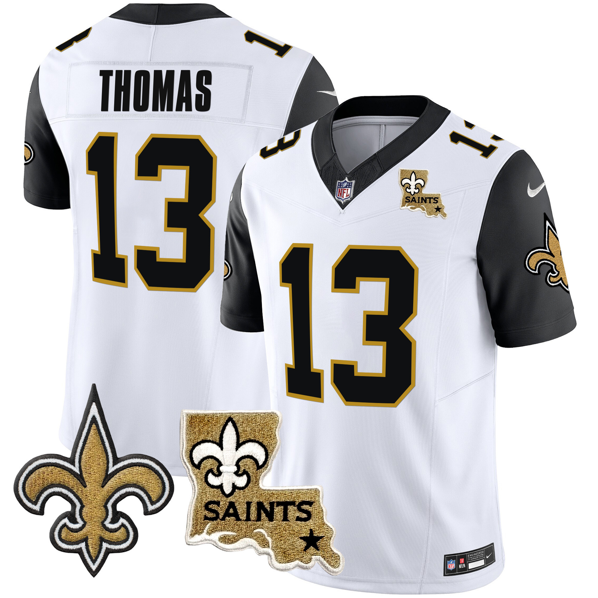 Michael Thomas Men's New Orleans Saints Vapor Limited Black Sleeves Jersey - All Stitched