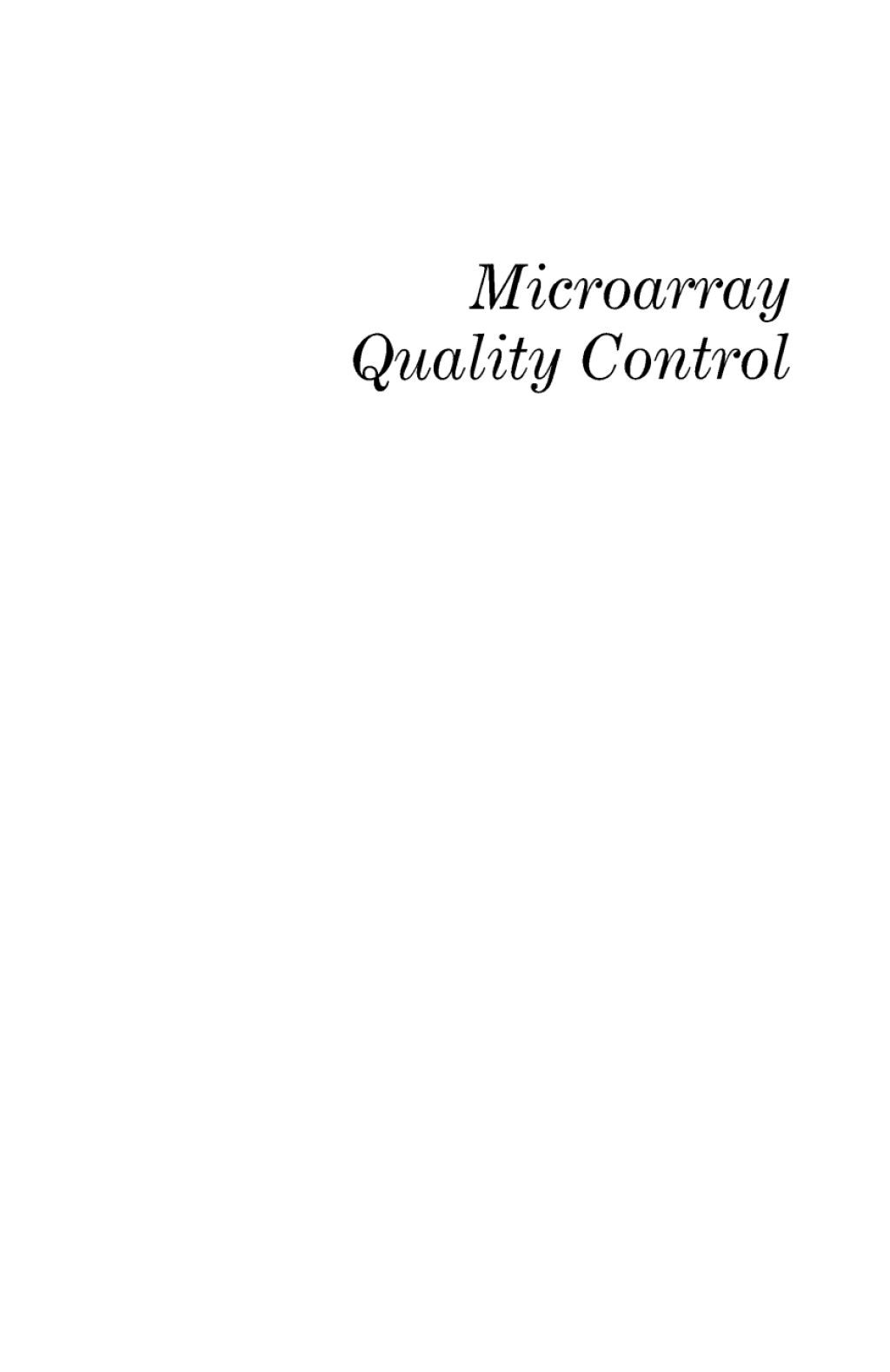 Microarray Quality Control 1st Edition â€“ PDF/EPUB Version Downloadable