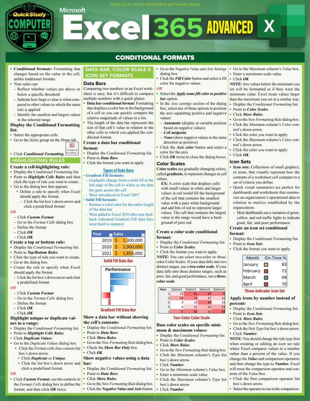 Microsoft Excel 365 Advanced a QuickStudy Digital Reference Guide 1st Edition - (PDF/EPUB Version)