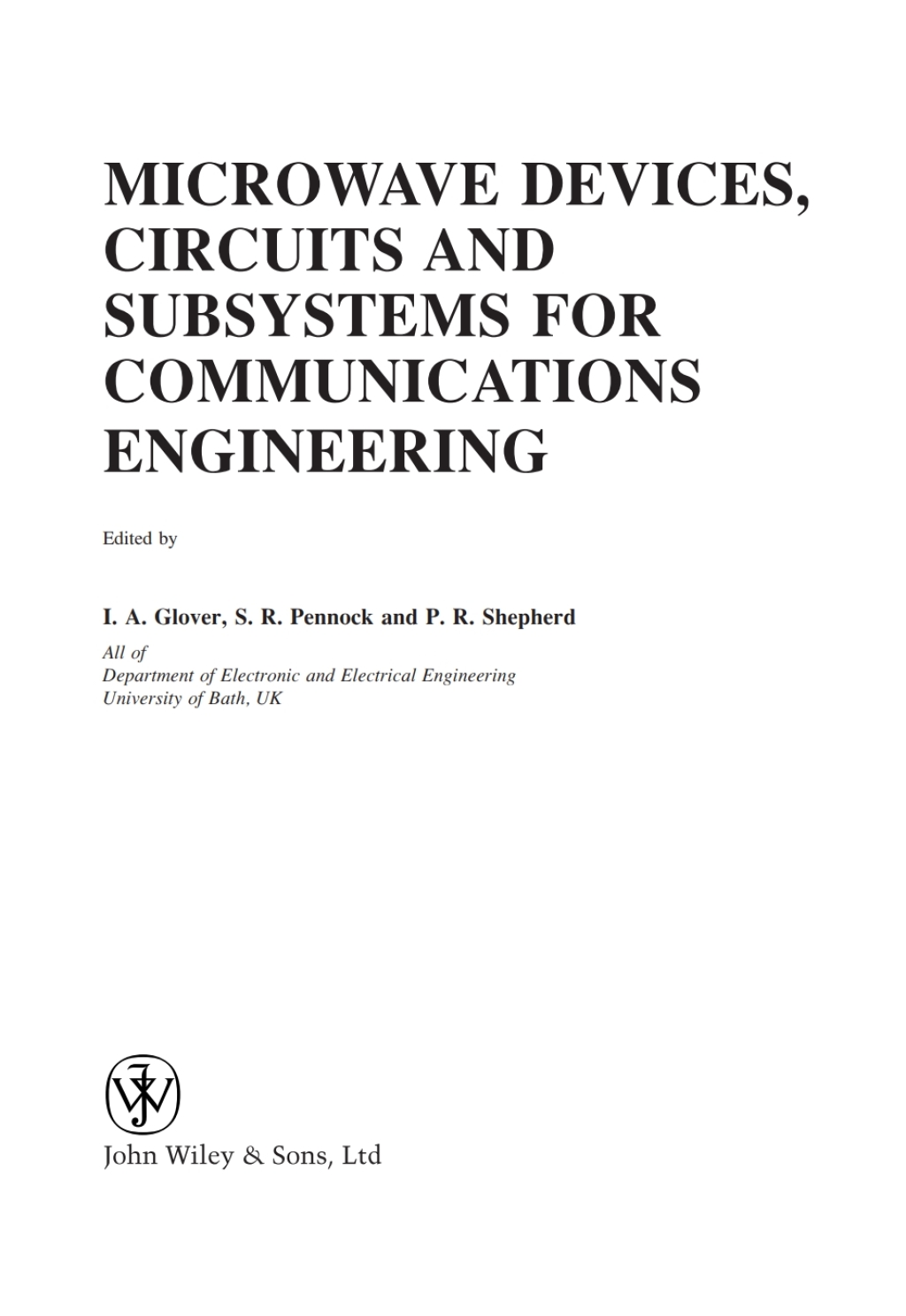 Microwave Devices, Circuits and Subsystems for Communications Engineering 1st Edition â€“ PDF/EPUB Version Downloadable
