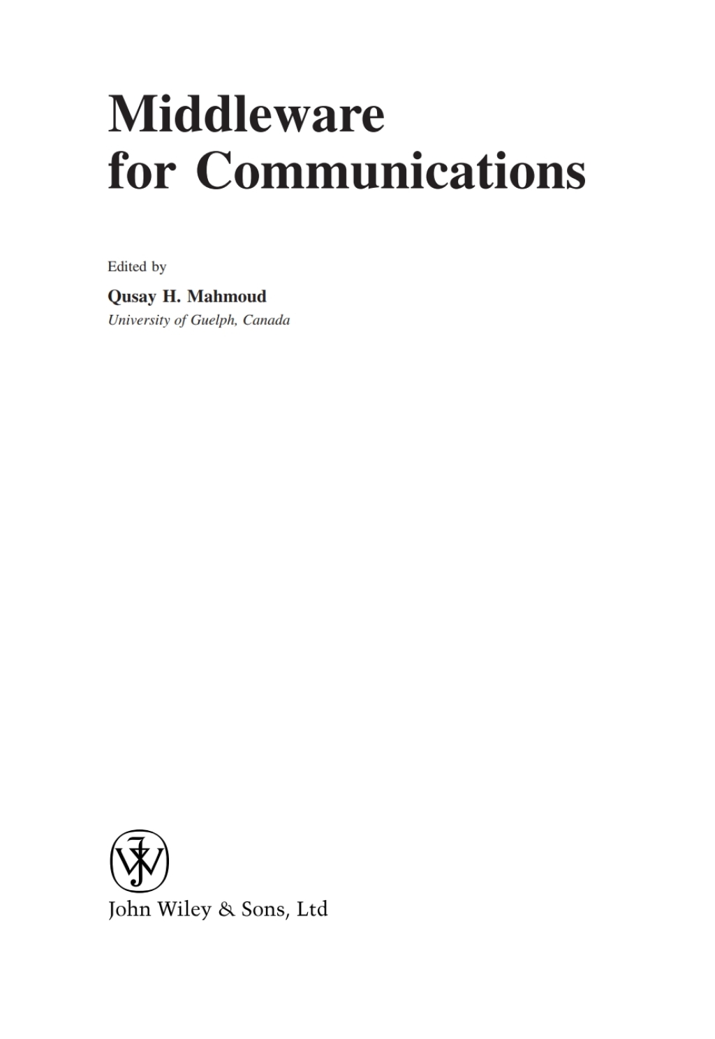 Middleware for Communications 1st Edition â€“ PDF/EPUB Version Downloadable