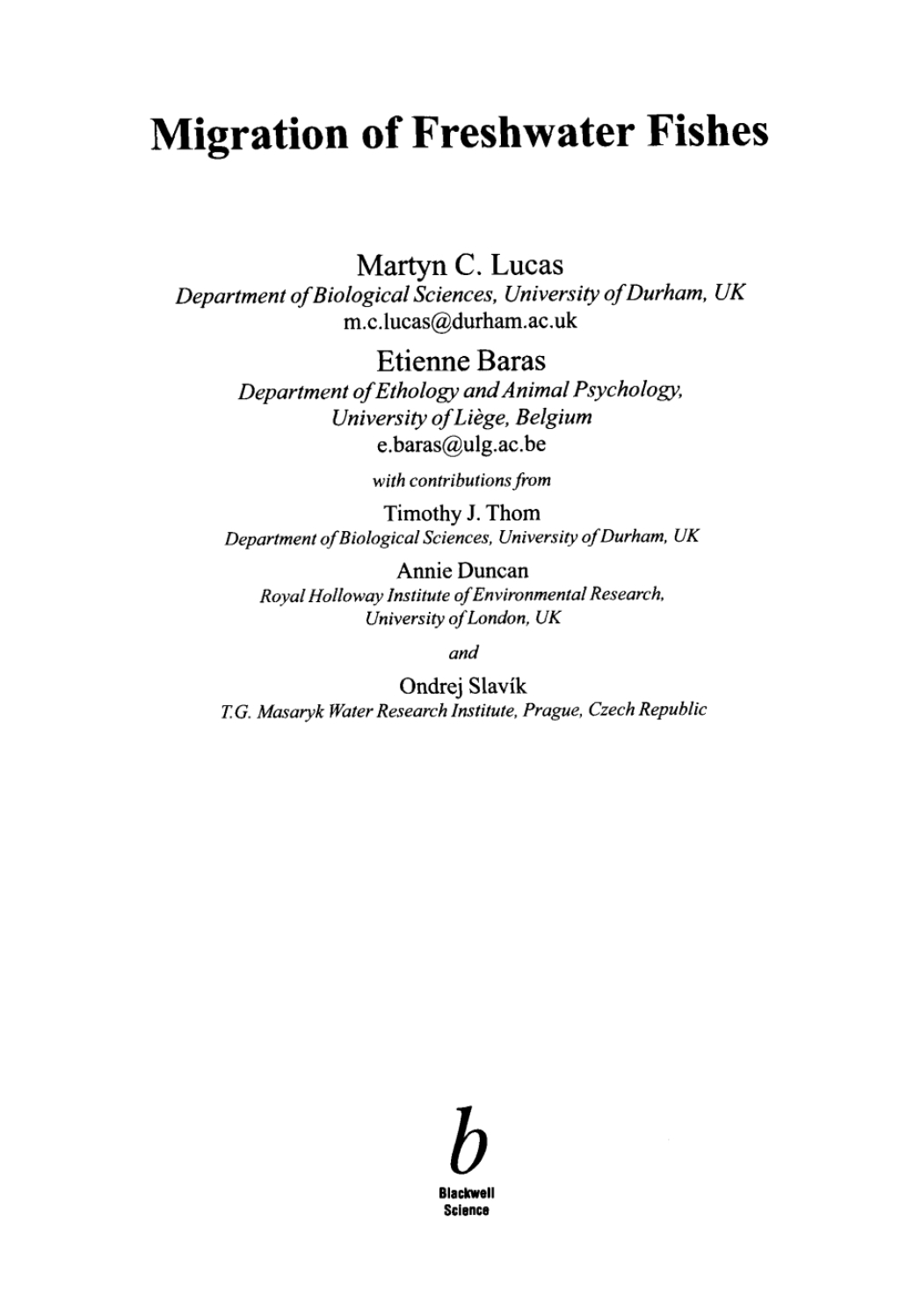 Migration of Freshwater Fishes 1st Edition â€“ PDF/EPUB Version Downloadable