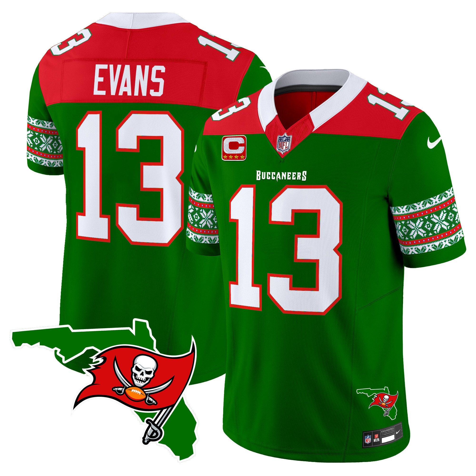 Mike Evans Men's Tampa Bay Buccaneers 2024 Christmas Vapor Limited Green Jersey - All Stitched