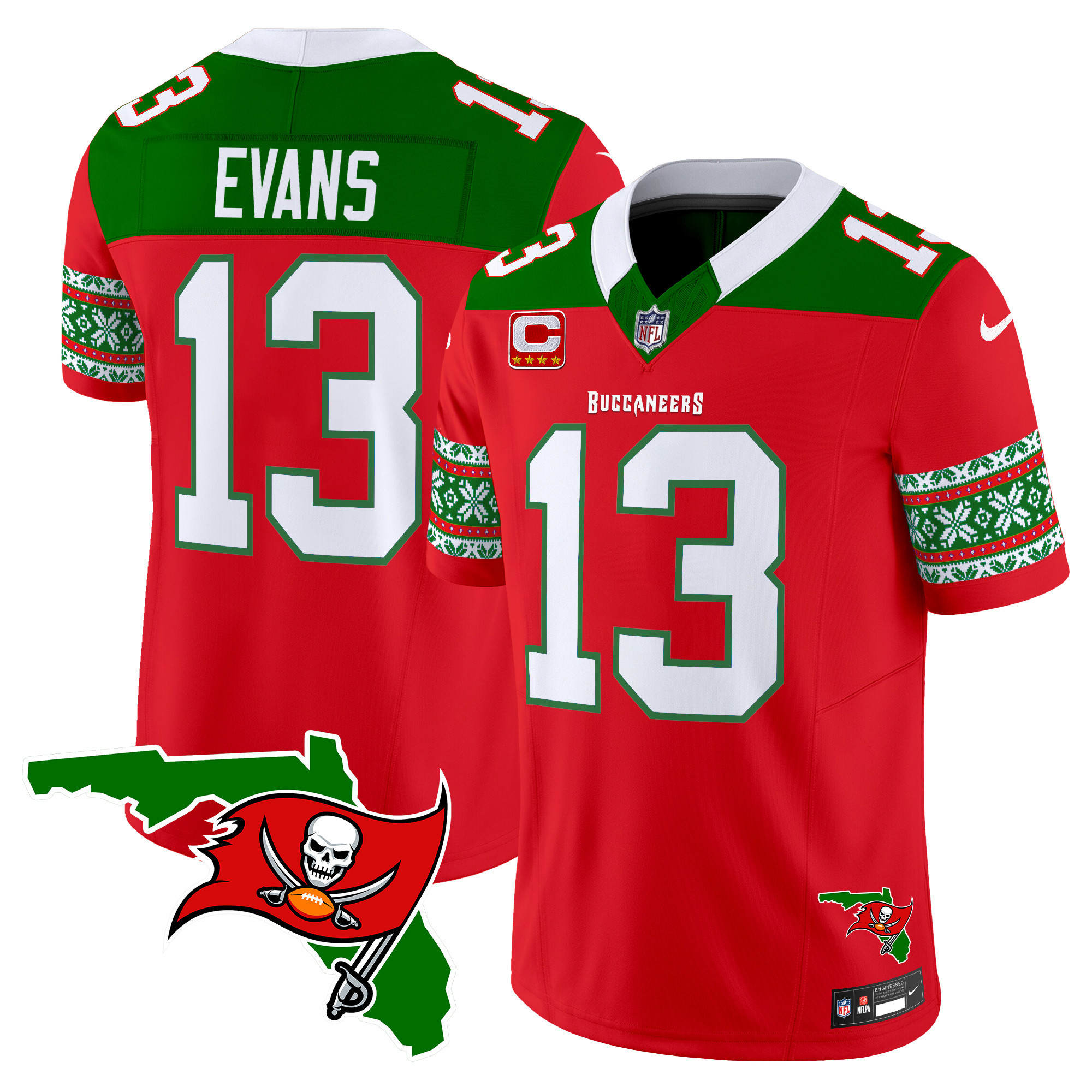 Mike Evans Men's Tampa Bay Buccaneers 2024 Christmas Vapor Limited Red Jersey - All Stitched