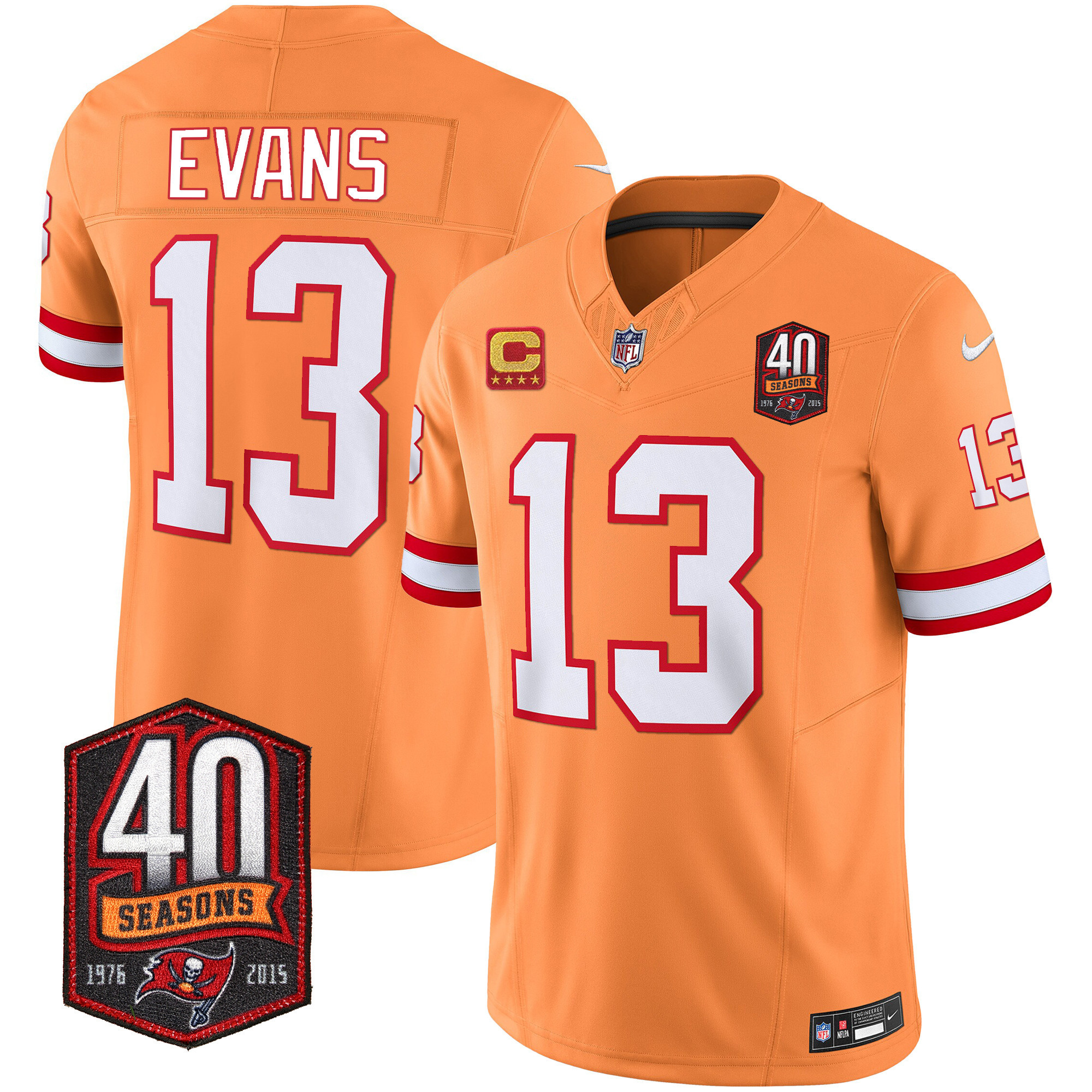 Mike Evans Men's Tampa Bay Buccaneers 40th Season Patch Vapor Limited Orange Jersey - All Stitched