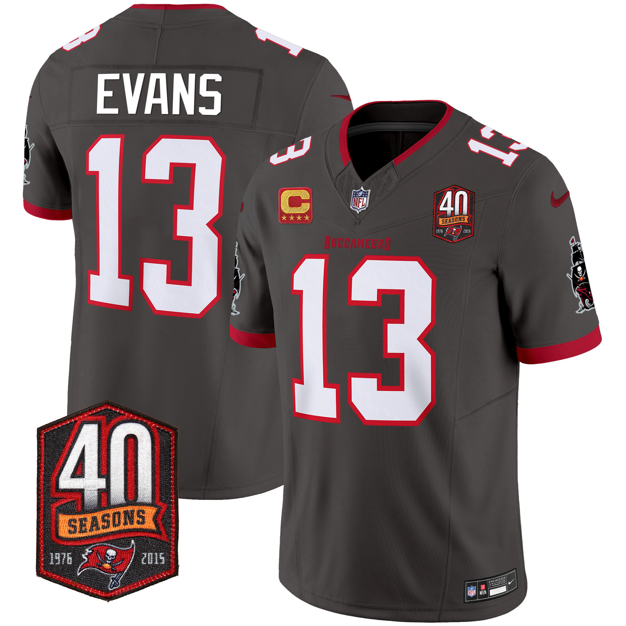Mike Evans Men's Tampa Bay Buccaneers 40th Season Patch Vapor Limited Pewter Jersey - All Stitched