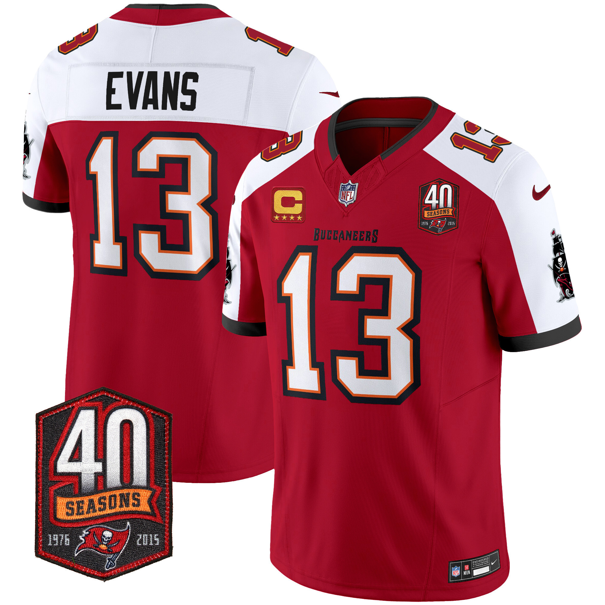 Mike Evans Men's Tampa Bay Buccaneers 40th Season Patch Vapor Limited Red Alternate Jersey - All Stitched