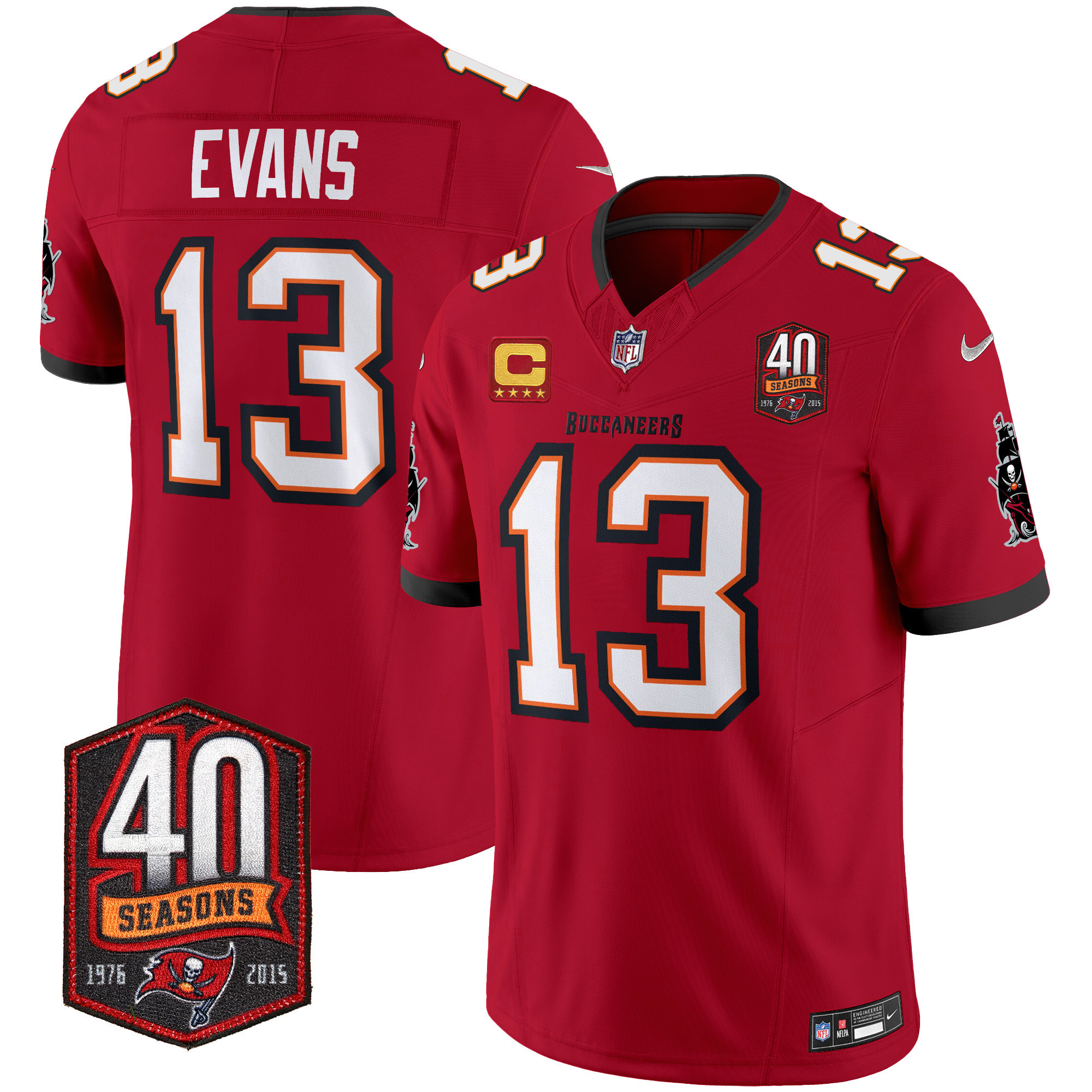 Mike Evans Men's Tampa Bay Buccaneers 40th Season Patch Vapor Limited Red Jersey - All Stitched