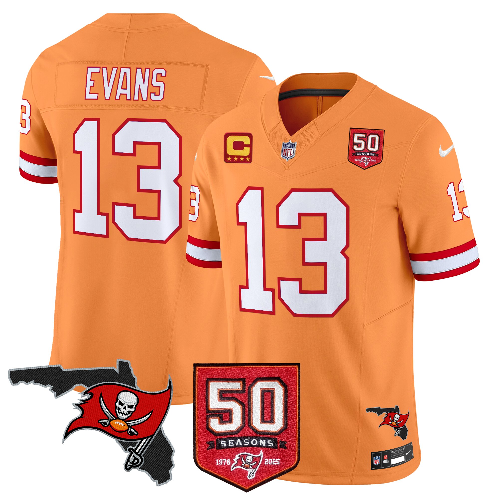 Mike Evans Men's Tampa Bay Buccaneers 50th Season Patch Vapor Limited Creamsicle Jersey - All Stitched