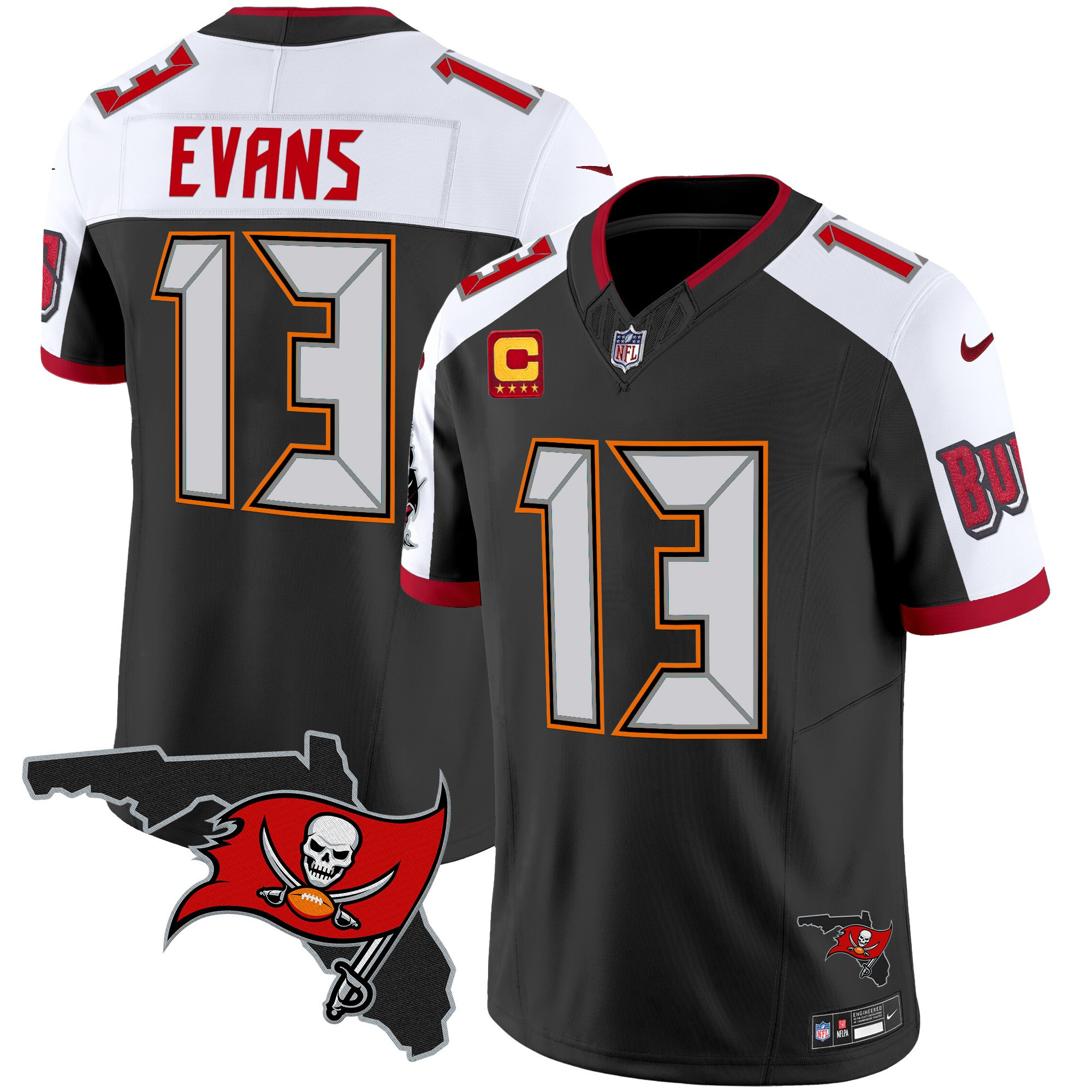 Mike Evans Men's Tampa Bay Buccaneers Florida Patch Vapor Limited Black Alternate Jersey - All Stitched