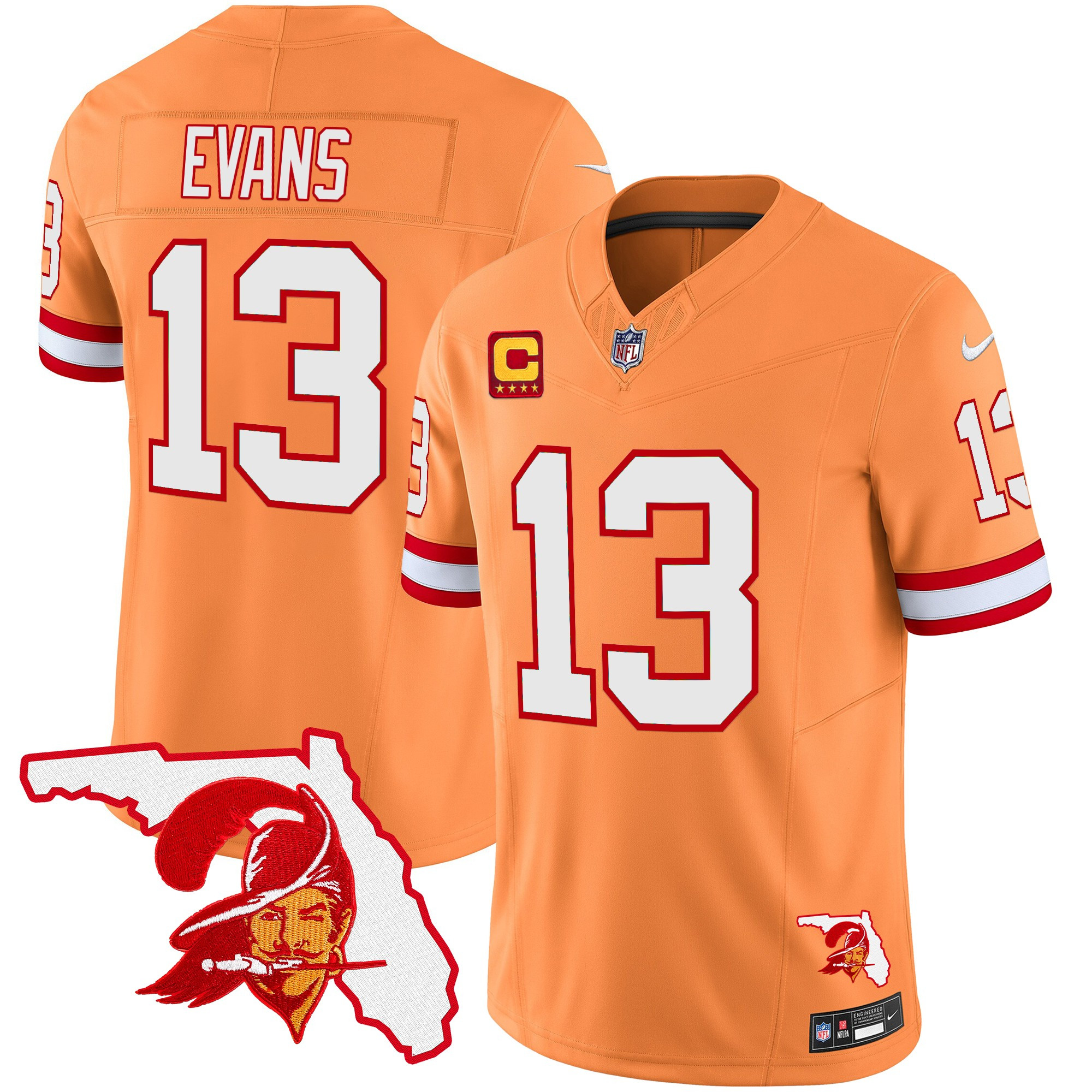 Mike Evans Men's Tampa Bay Buccaneers Florida Patch Vapor Limited Creamsicle Jersey - All Stitched